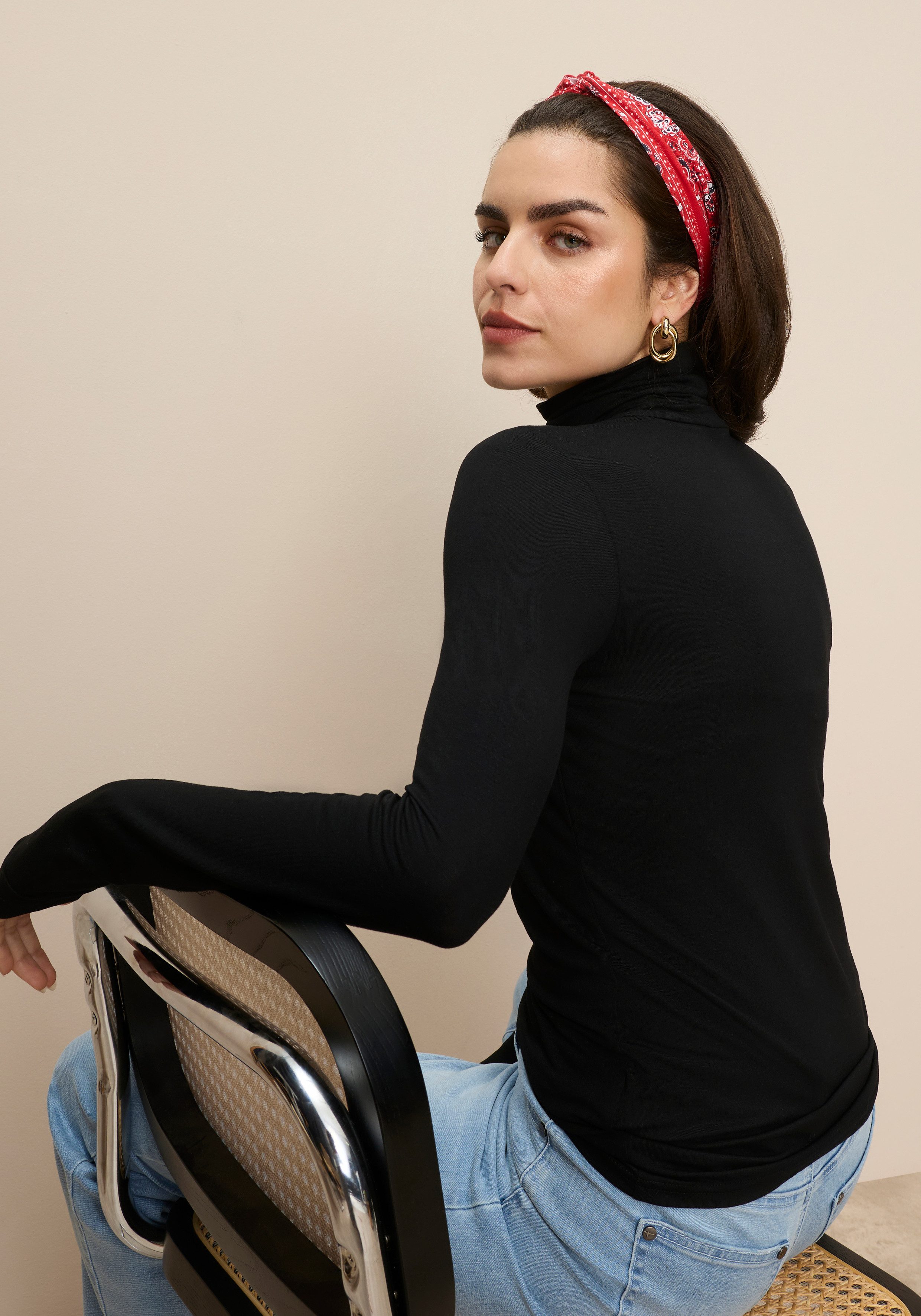 Tamaris Rollkragenshirt Langarm, Basic, aus elastischem Material