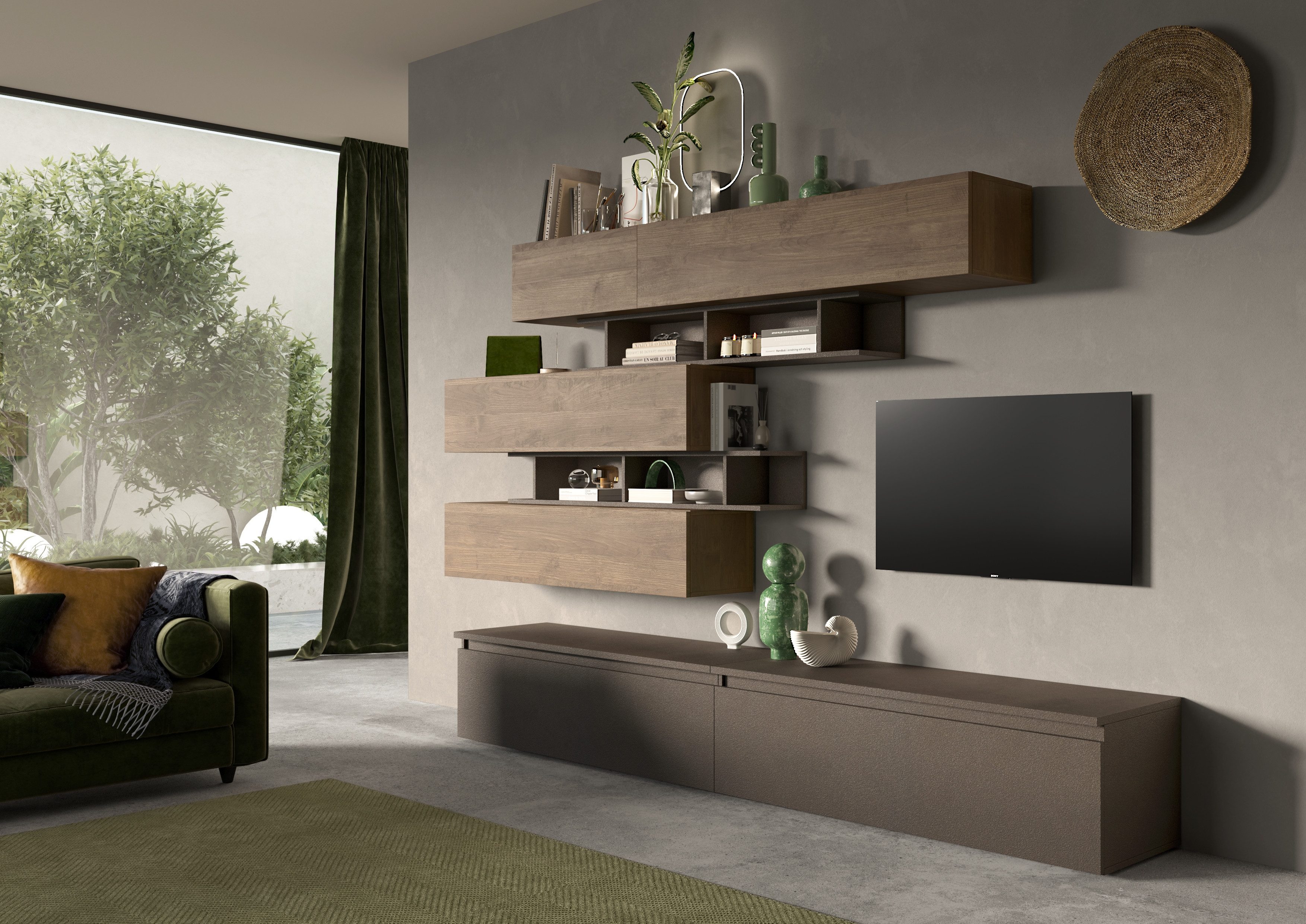 Home affaire Wohnwand Infinity, 8tlg. Breite 276 cm, Höhe variabel, Schrankwand, Anbauwand, (2x Lowboard, 4x Hängeschrank, 2x Wandregal)