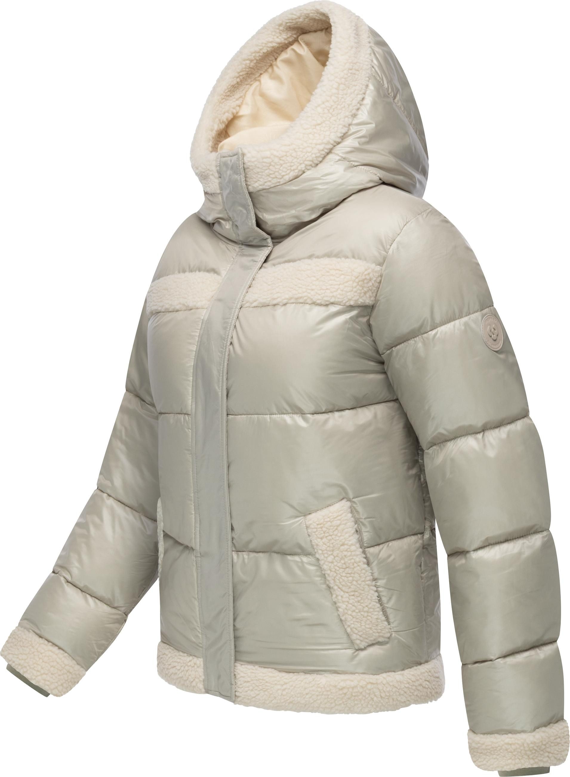 Ragwear Winterjacke Editah Shiny YOUMODO Jacke mit Plüsch-Details und glänzender Optik