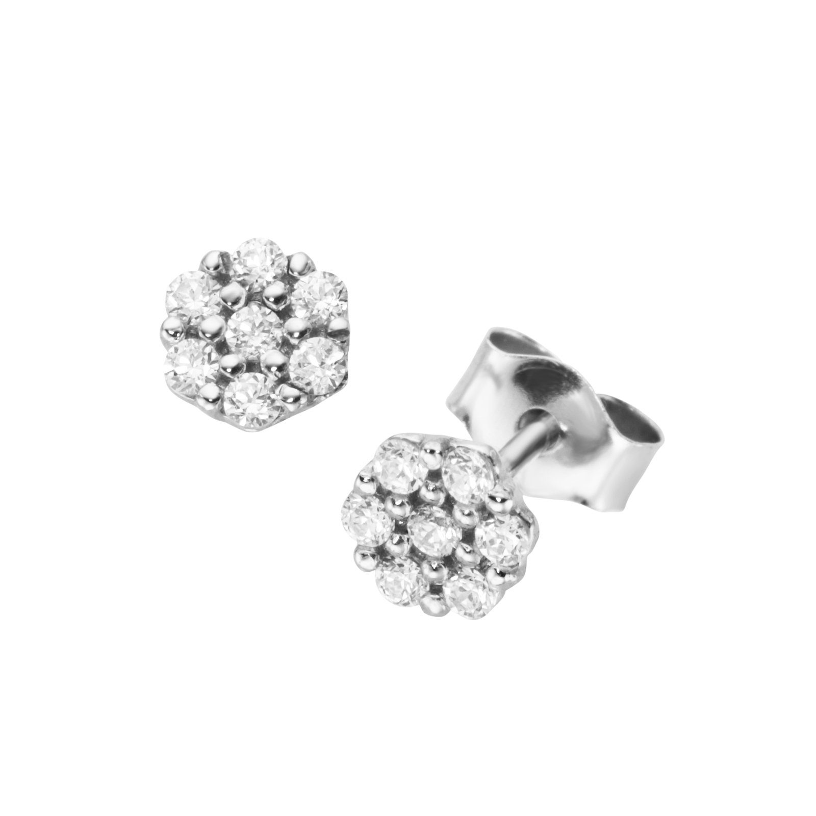 Luigi Merano Paar Ohrstecker Blüte mit Zirkonia, Gold 375