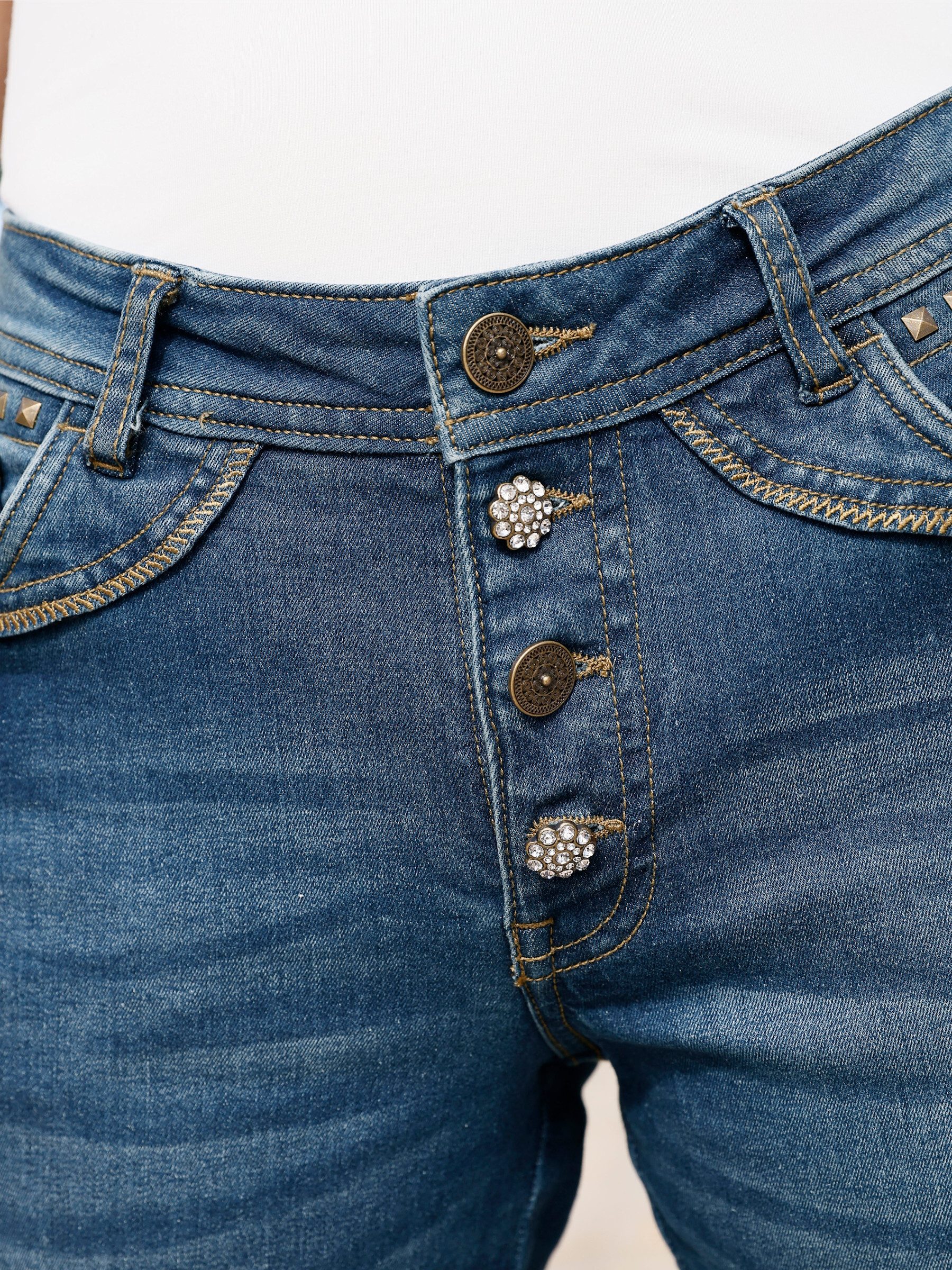 Bequeme Jeans 5-Pocket-Jeans leicht vertieft
