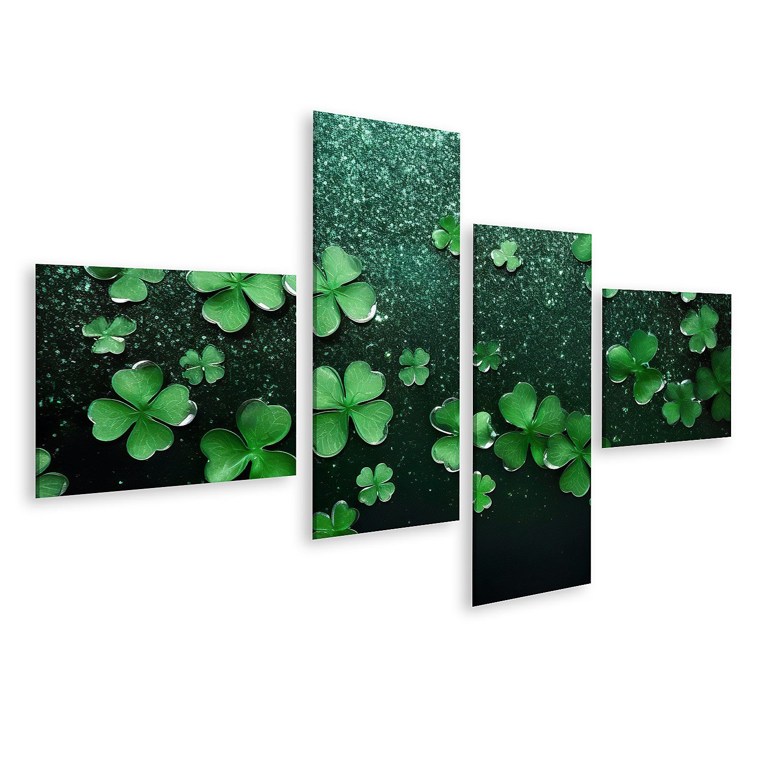 islandburner Leinwandbild St Patricks Day Glitzernde Banner Vorlage Grüne Vierblättrig Bilder