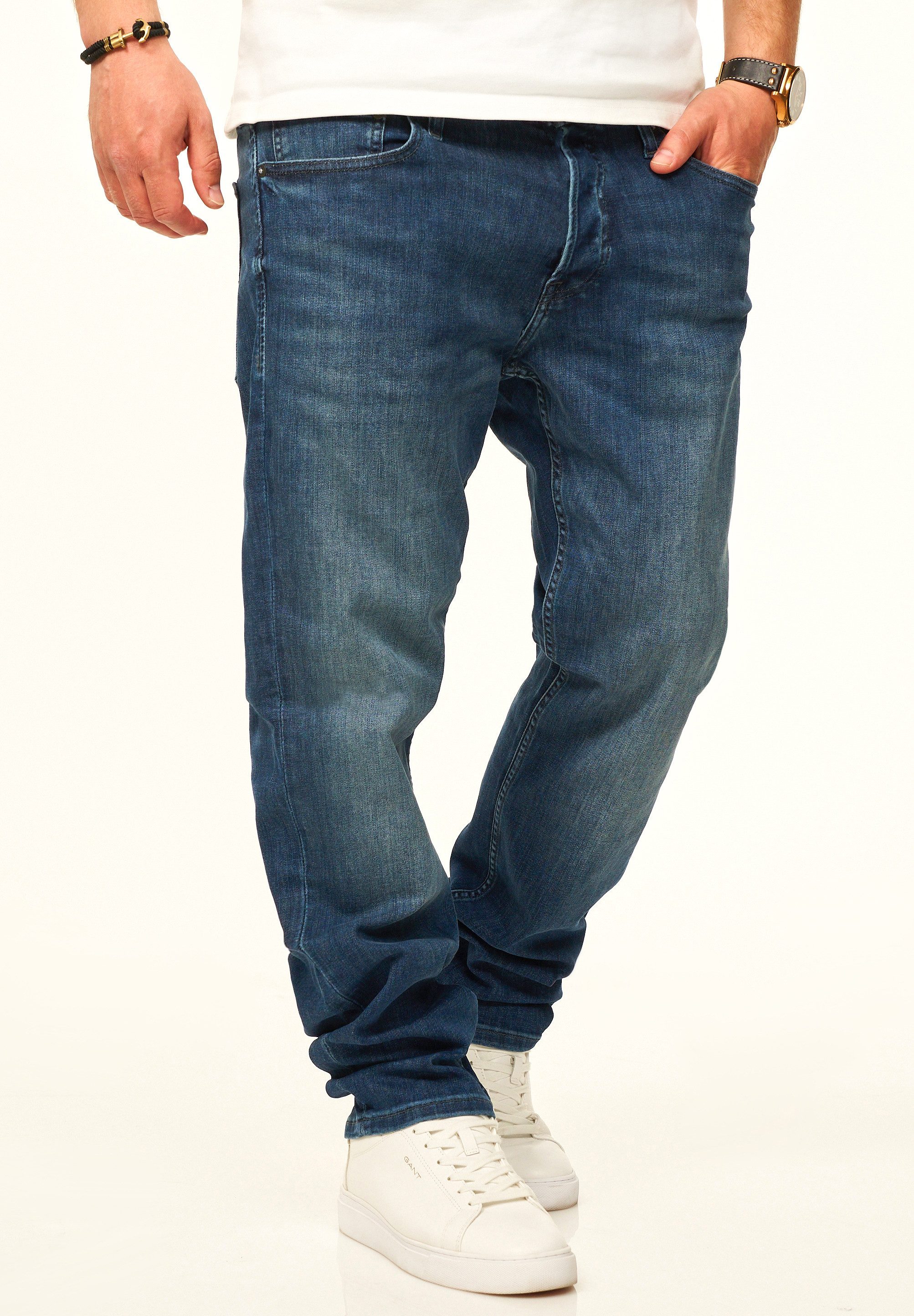 Jack & Jones Tapered-fit-Jeans MIKE ARIS Original Denim Hose mit Stretch Herren Jeans mit Comfort Fit Passform