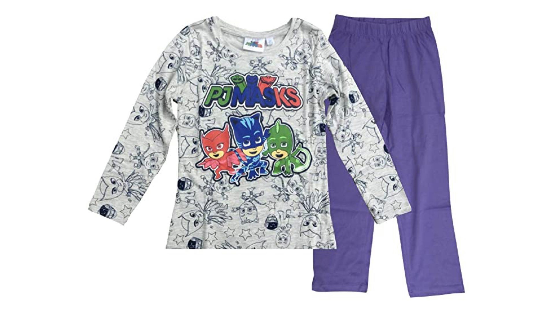 PJ Masks Schlafanzug PJ Masks Pyjamahelden Mädchen Schlafanzug grau allover