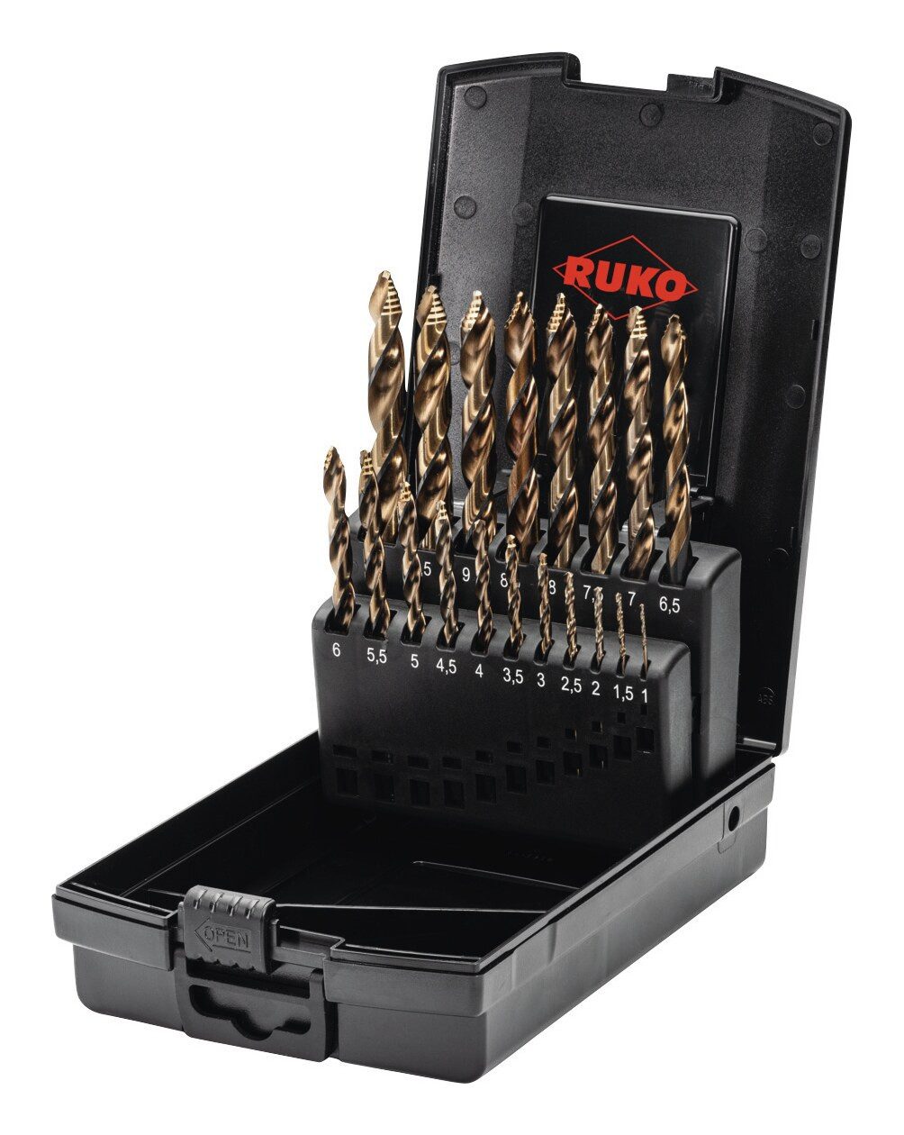 Ruko Bohrersatz, Spiralbohrer-Satz DIN338 HSS-Co5 D.1-10mm 0,5 mm, Kunststoff, 19
