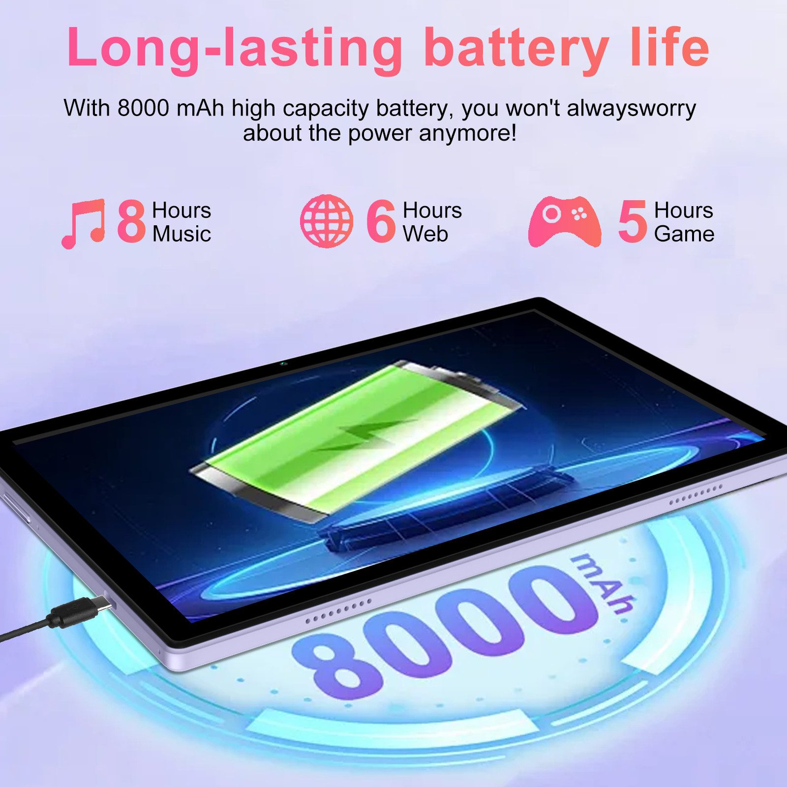 GOODTEL YESTEL 10.1 Zoll Android 15 Tablet – 30GB RAM, 128GB Speicher Tablet (10.1", Android15, Octa-Core 2.0GHz, 8000mAh Akku, GPS)