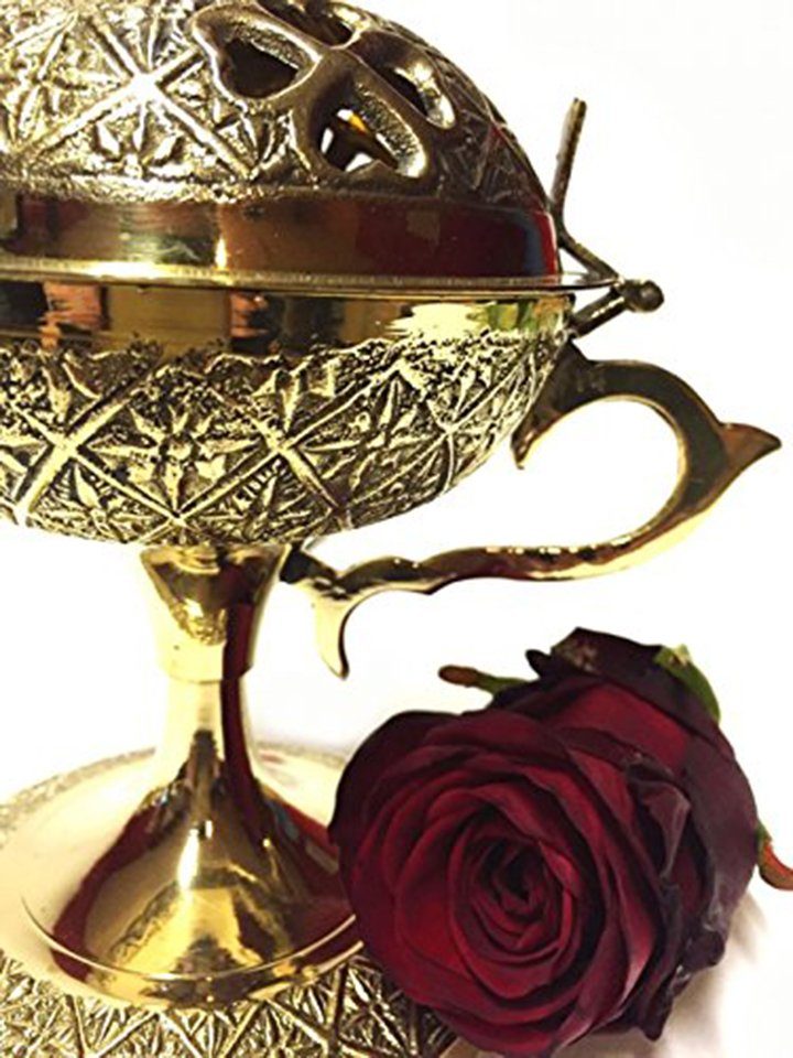 Marrakesch Orient & Mediterran Interior Räucherstäbchen-Halter Arabisches Messing Räuchergefäß Hilal, (1 St), Handarbeit