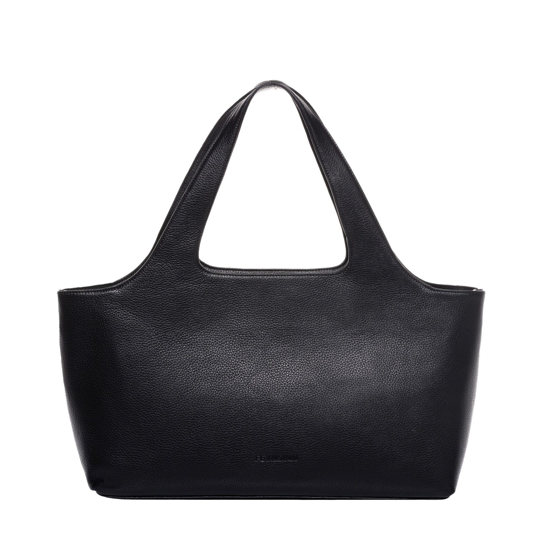 FEYNSINN Handtasche Leder Damen NEA 13", Shopper Echtleder für Damen, Ledertasche mit Reißverschluss schwarz