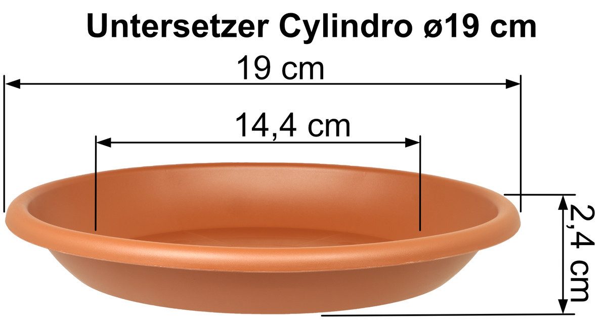 Heimwerkercenter Blumentopf MePla Untersetzer Cylindro ø19 cm, Terrakotta, wetterfester Kunstoff
