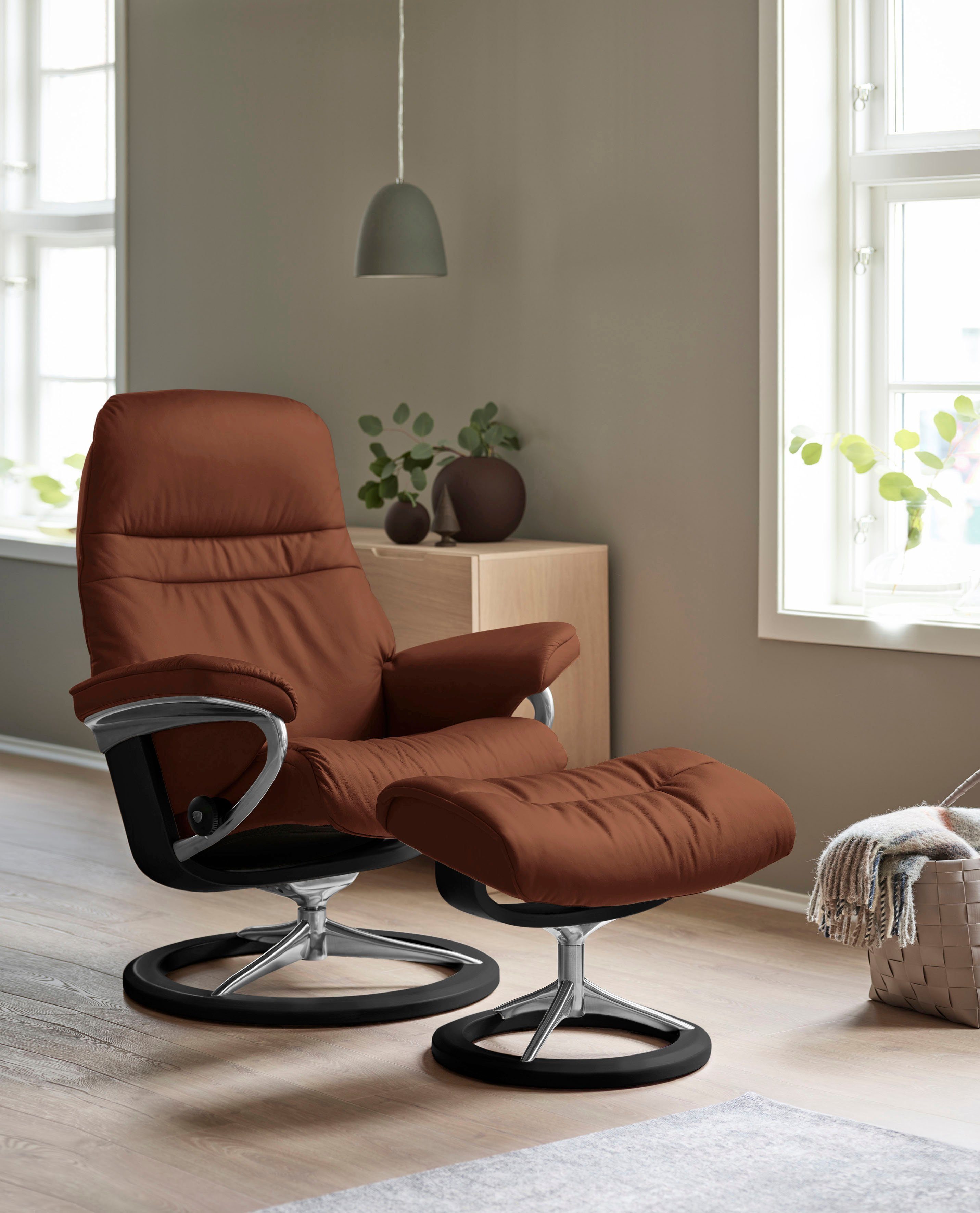 Stressless® Relaxsessel Sunrise (Set, Relaxsessel mit Hocker), mit Signature Base, Größe M, Gestell Schwarz