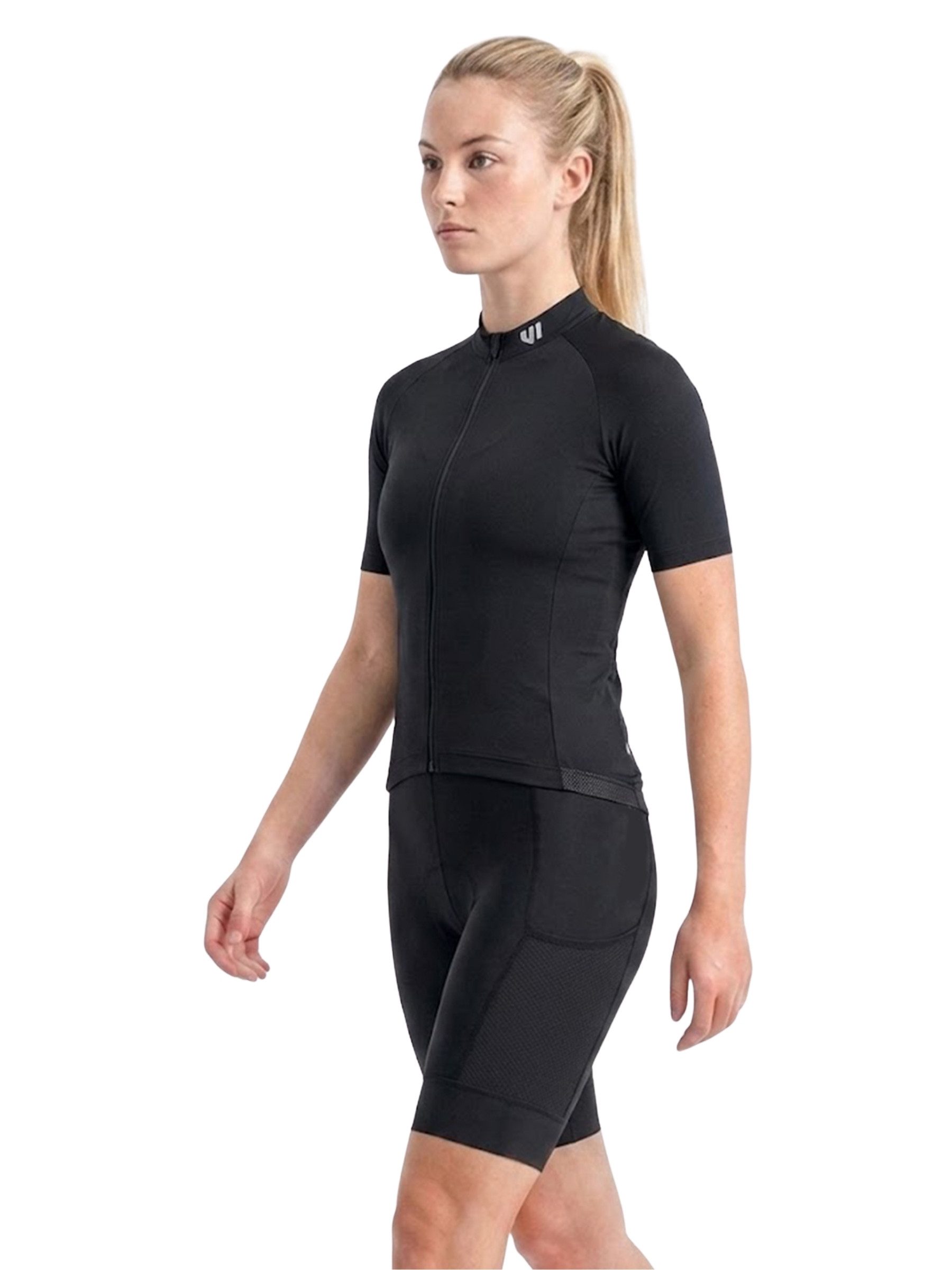 Wulibike Radtrikot Damen Sommer Radsport Set, Kurzarm-Trikot mit Träger-Bibshorts (2-tlg) Atmungsaktives Funktionsset mit 6 Taschen für Rennrad – Bild 4 von 5