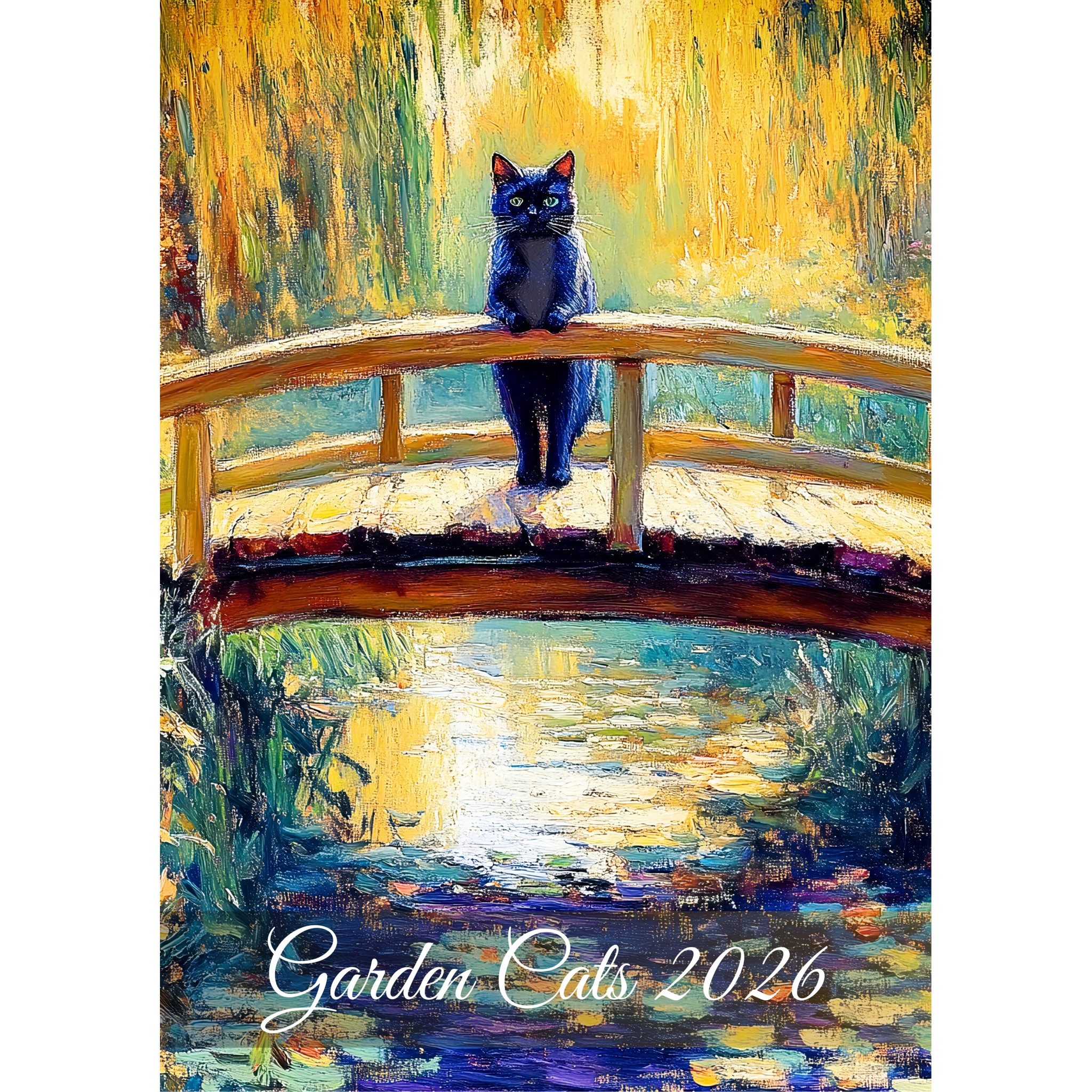 raxxa Wandkalender Impressionism Cats Garden 2026 - hoch
