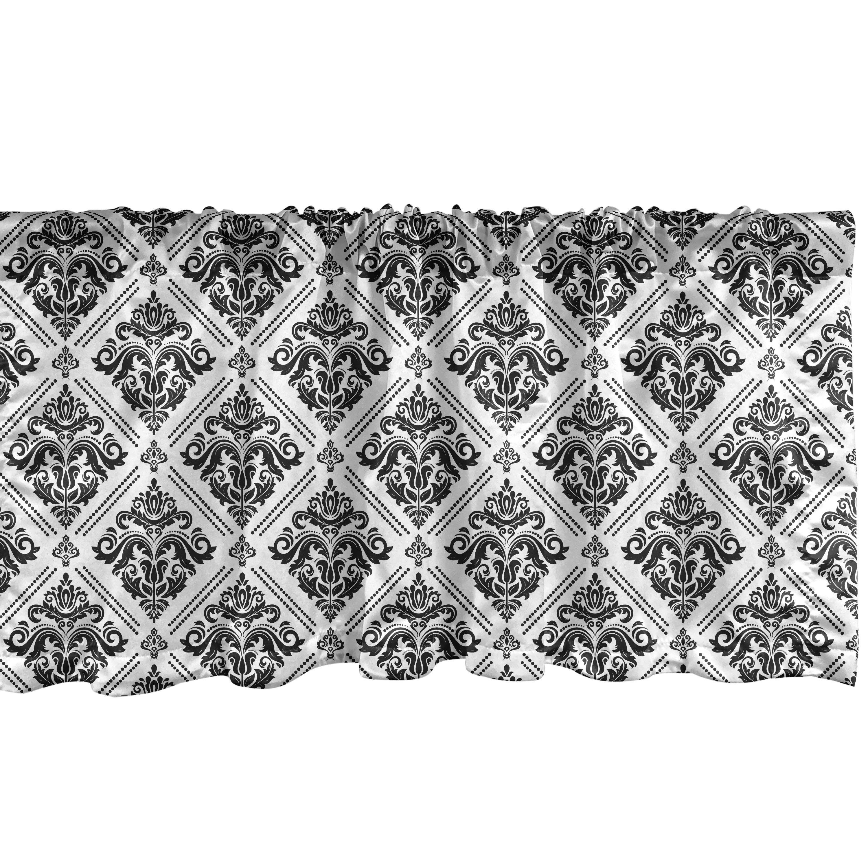 Microfaser, Vorhang Scheibengardine für ornates Kurvige Dekor mit Volant Abakuhaus, Monochrome Küche Schlafzimmer Stangentasche, Damast