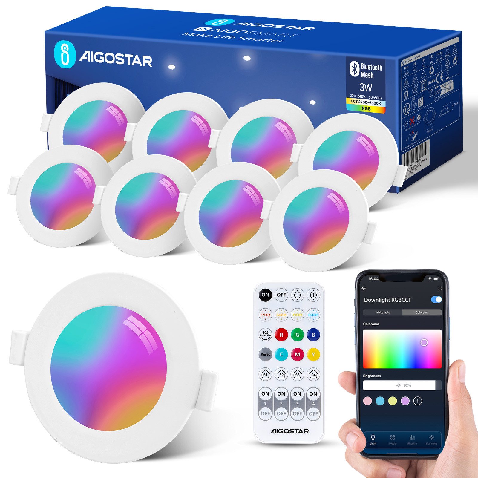Aigostar LED Einbaustrahler Intelligente Einbauleuchte Kompatibel günstig online kaufen