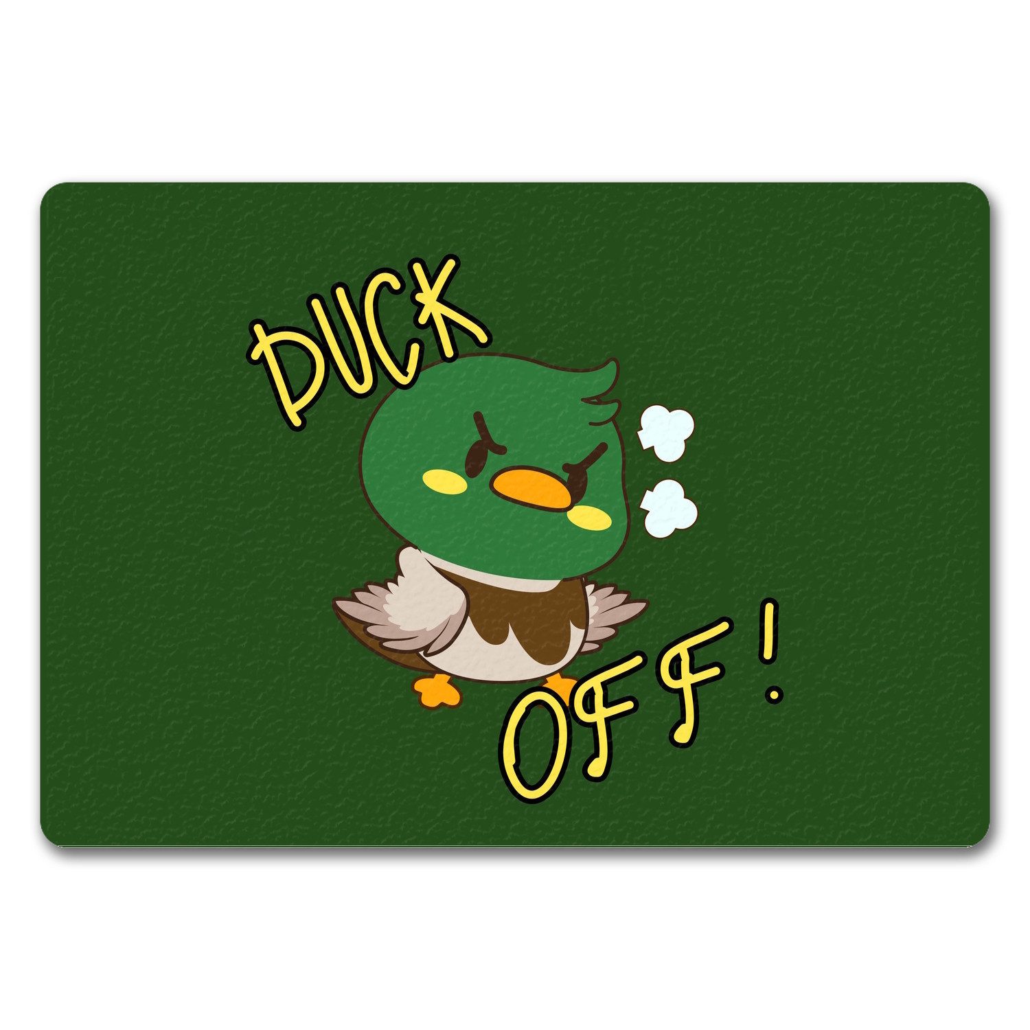 Fußmatte Enten Fußmatte in 35x50 cm ohne Rand mit Spruch DUCK OFF! in grün, speecheese