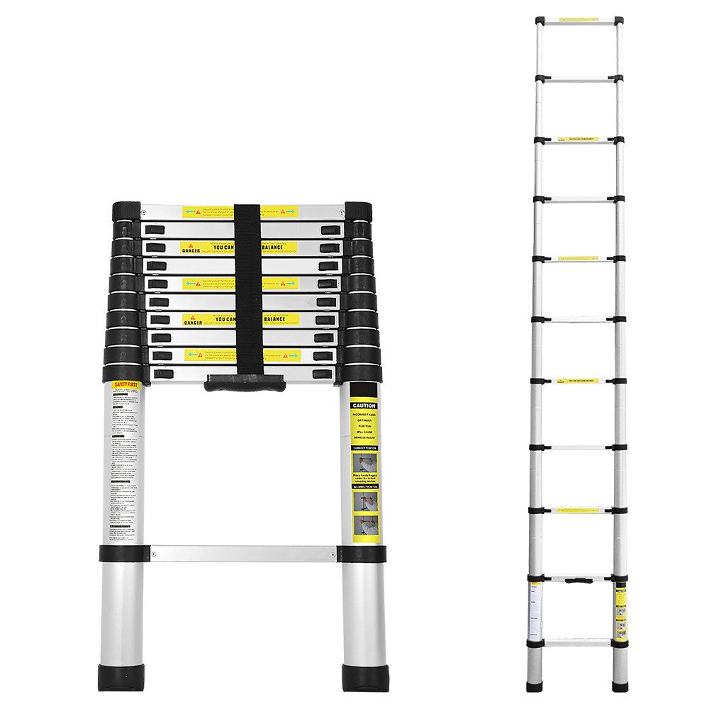 Clanmacy Teleskopleiter Teleskopleiter Stehleiter Mehrzweckleiter Alu 3,2m günstig online kaufen