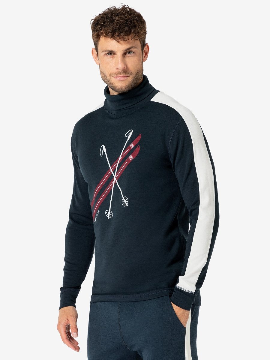 SUPER.NATURAL Sweatshirt für Herren, Merino KRYSSEDE SKI ROLL NECK mit Ski günstig online kaufen