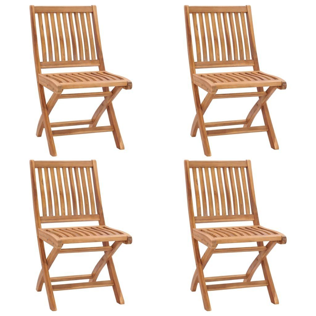 furnicato Gartenstuhl Klappbare Gartenstühle mit Teak Stk. Kissen 4 Massivholz