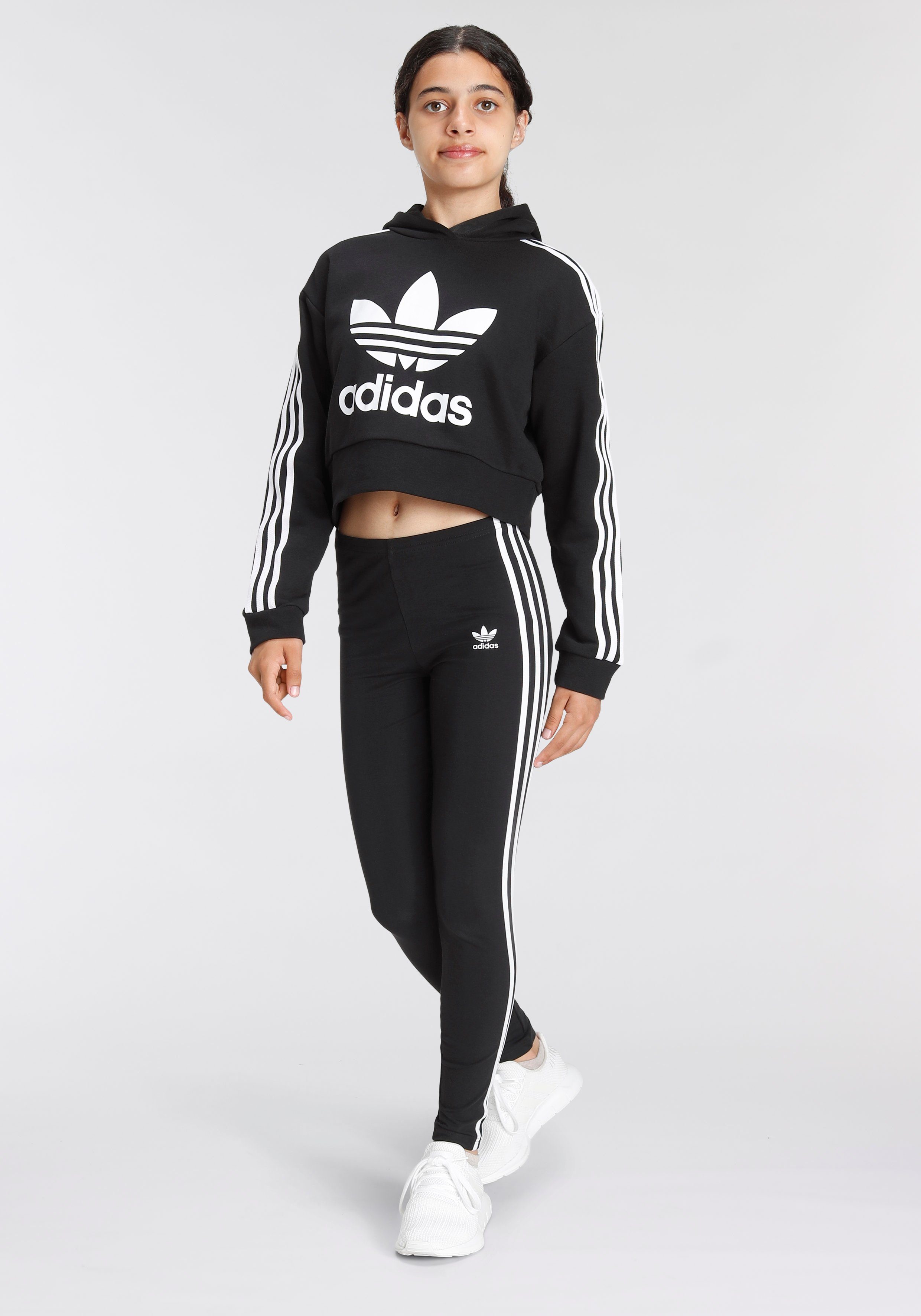 CROPPED Black Sweatshirt adidas / ADICOLOR White HOODIE Originals