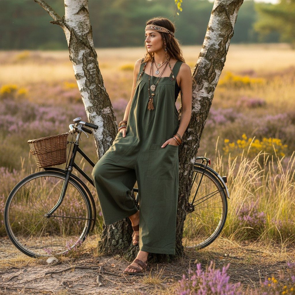 Guru-Shop Relaxhose Luftige Latzhose, Ethno Style Boho oversize.. alternative Bekleidung
