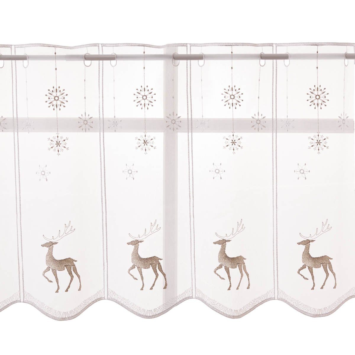 SCHÖNER LEBEN. Stoff Scheibengardinen Meterware nähfrei Stickerei Weihnacht günstig online kaufen