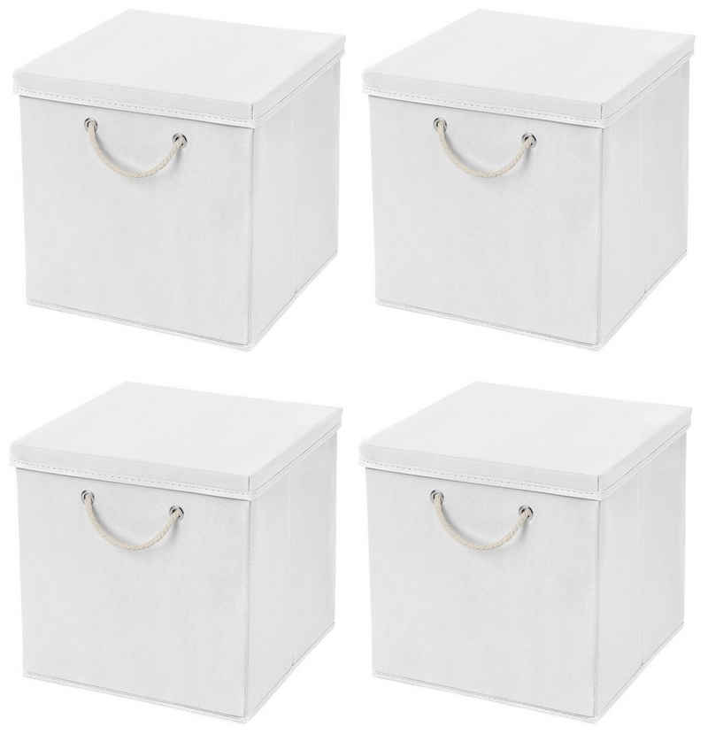 StickandShine Faltbox 4 Stück 30 x 30 x 30 cm Aufbewahrungsbox Stoffboxen in verschiedenen Farben (4er SET 30x30x30) Faltbox moderne Faltkiste Maritim mit Kordel 30cm