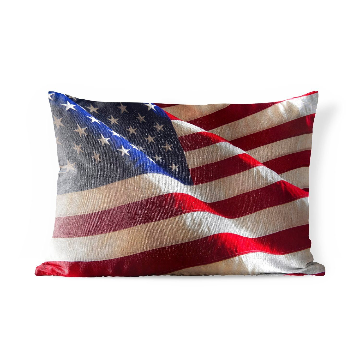 MuchoWow Dekokissen Ausschnitt aus einer Flagge der Vereinigten Staaten, Outdoor-Dekorationskissen, Polyester, Dekokissenbezug, Kissenhülle | Dekokissen