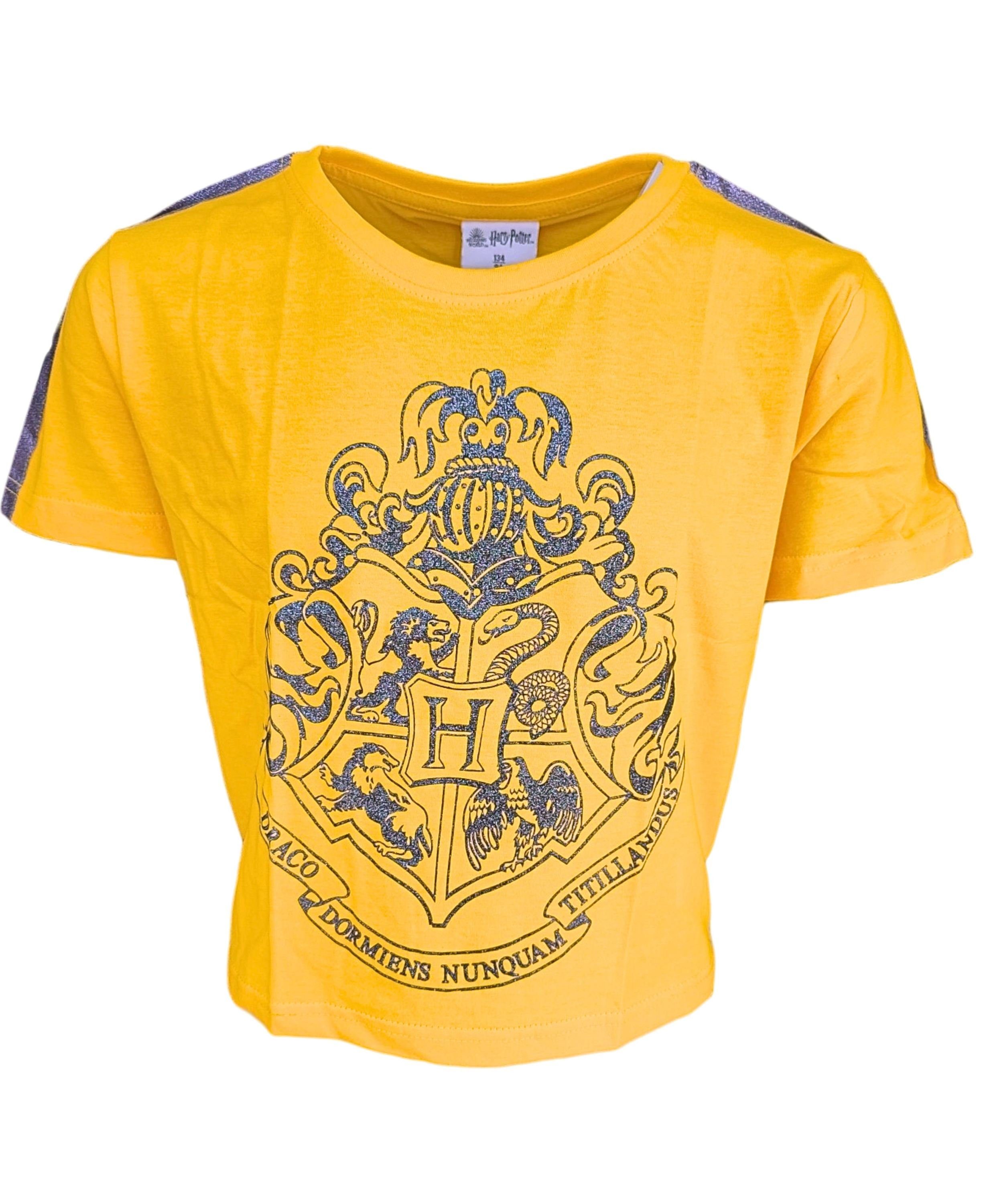 Harry Potter T-Shirt Hogwarts Mädchen Crop Top mit Glitzer Gr. 134- 164 cm