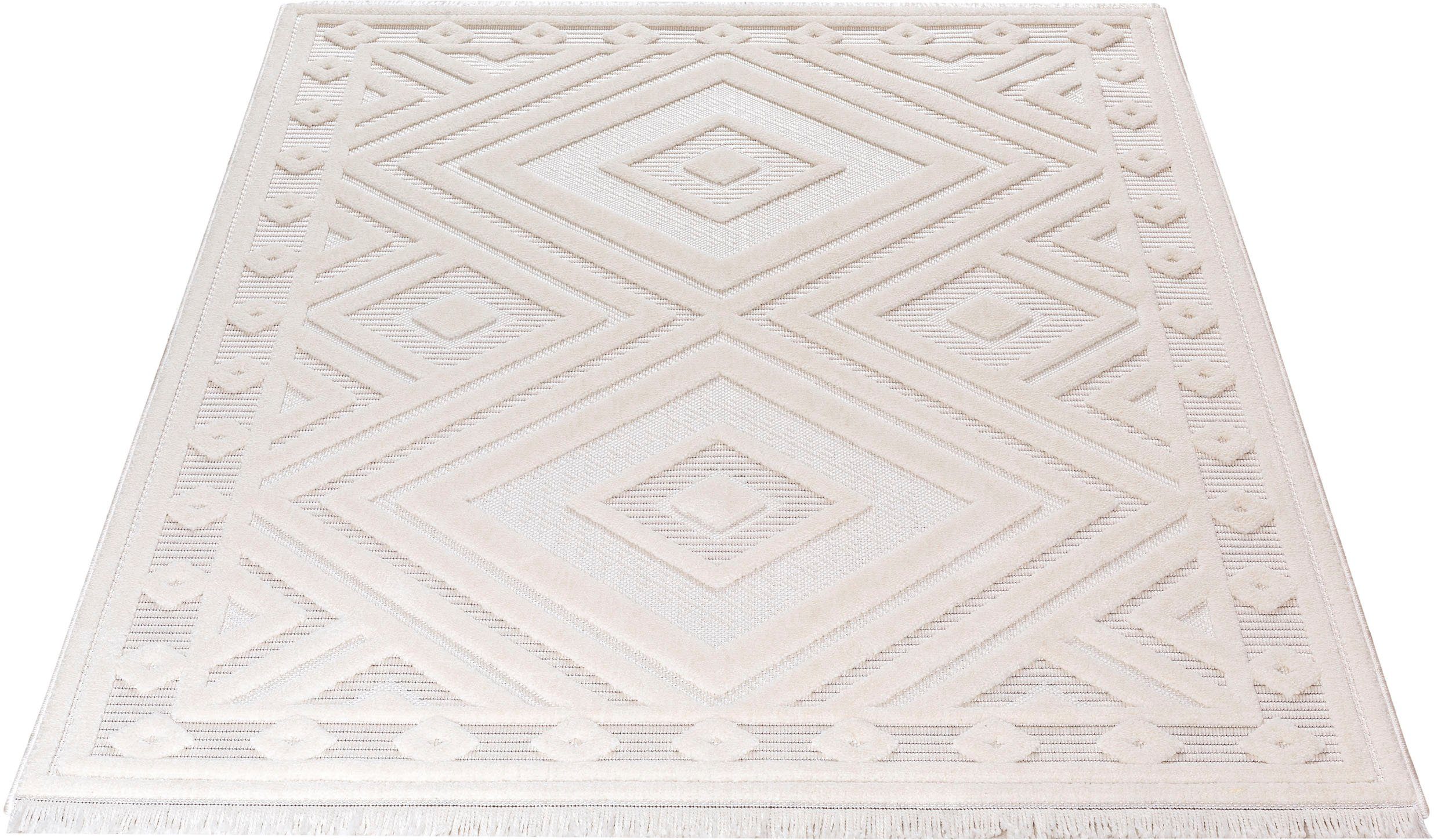 Teppich Scandi 9840, Sehrazat, rechteckig, Höhe: 10 mm, Kurzflor, 3 D  Effekt Optik, Hoch Tief Struktur, Wohnzimmer | Kurzflor-Teppiche