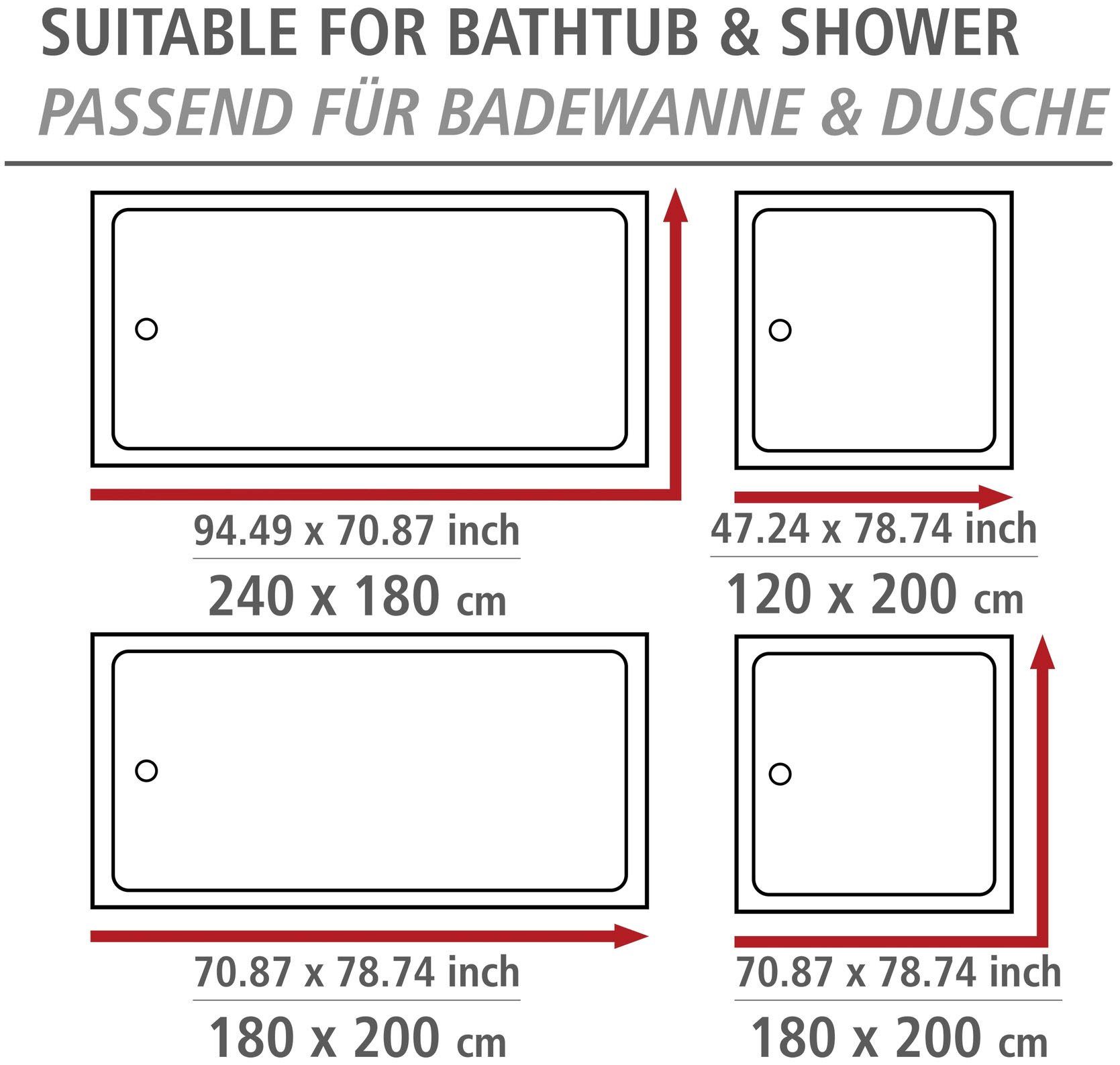 WENKO Duschvorhang Live Breite 180 cm, Höhe 200 cm, mit Schriftzug-Motiv
