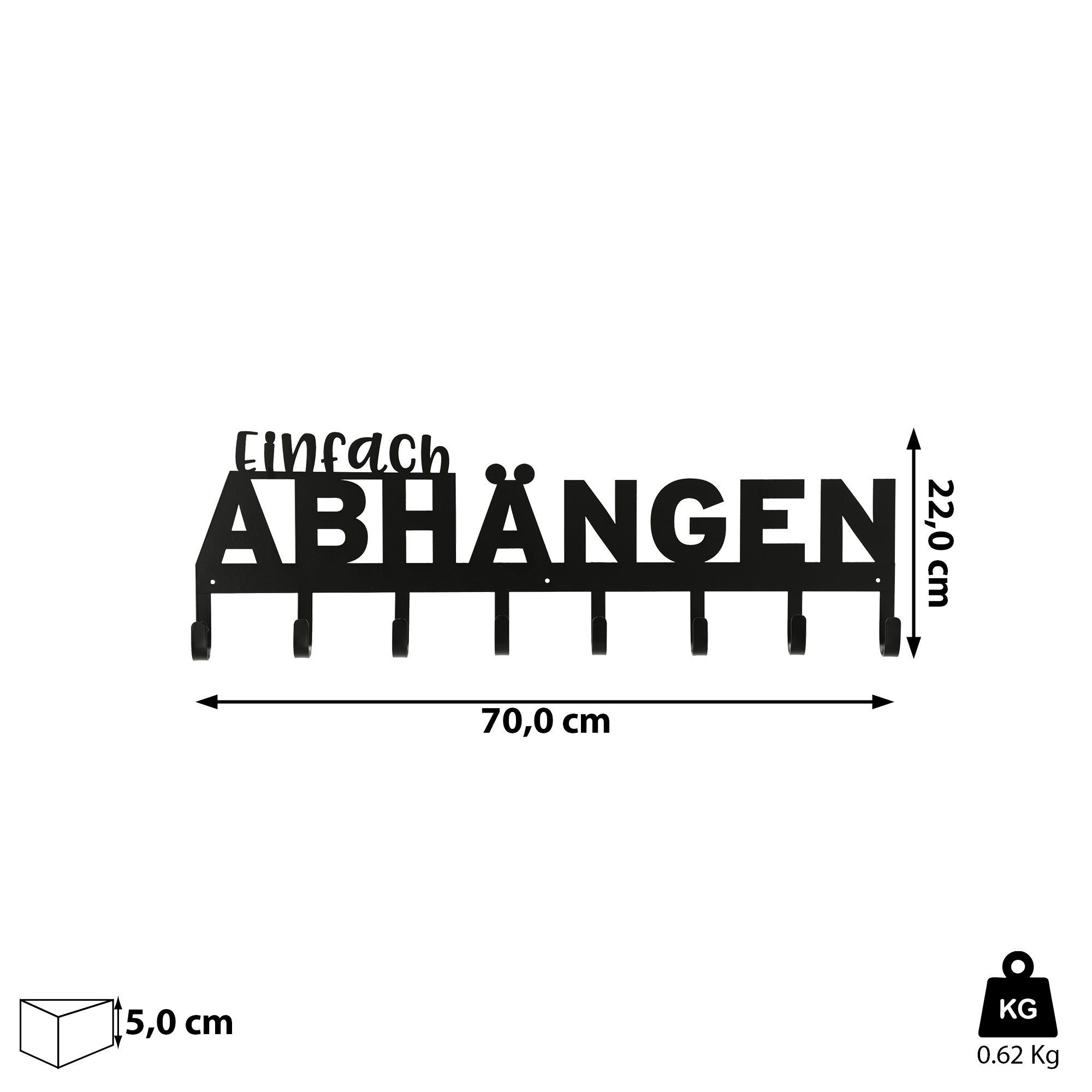 CEPEWA Garderobenleiste Garderobenleiste "Einfach Abhängen" Spruch 8 Haken