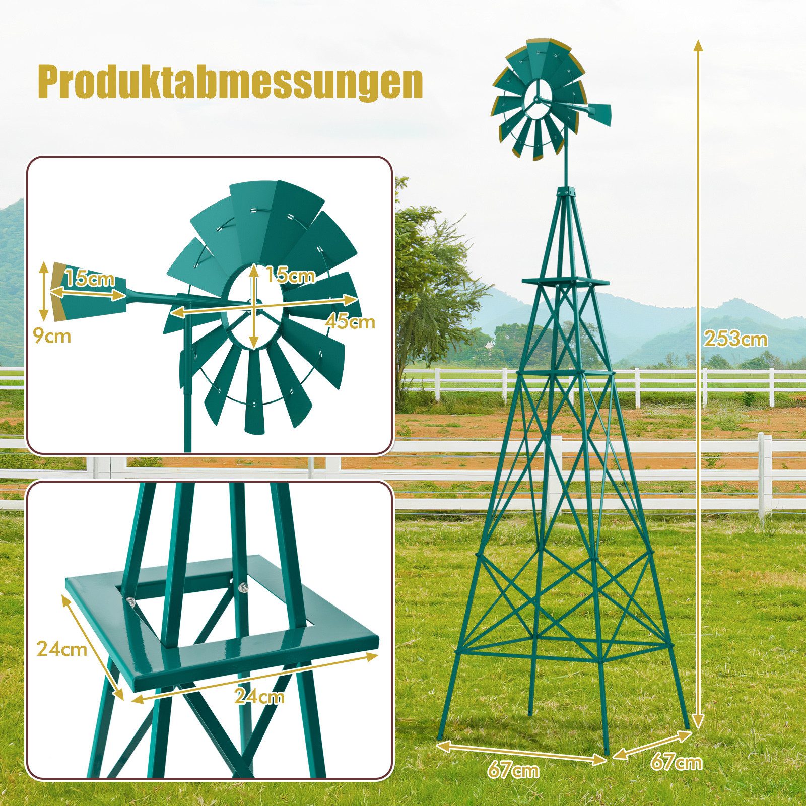 COSTWAY Deko-Windrad, Windmühle aus Metall, mit günstig online kaufen