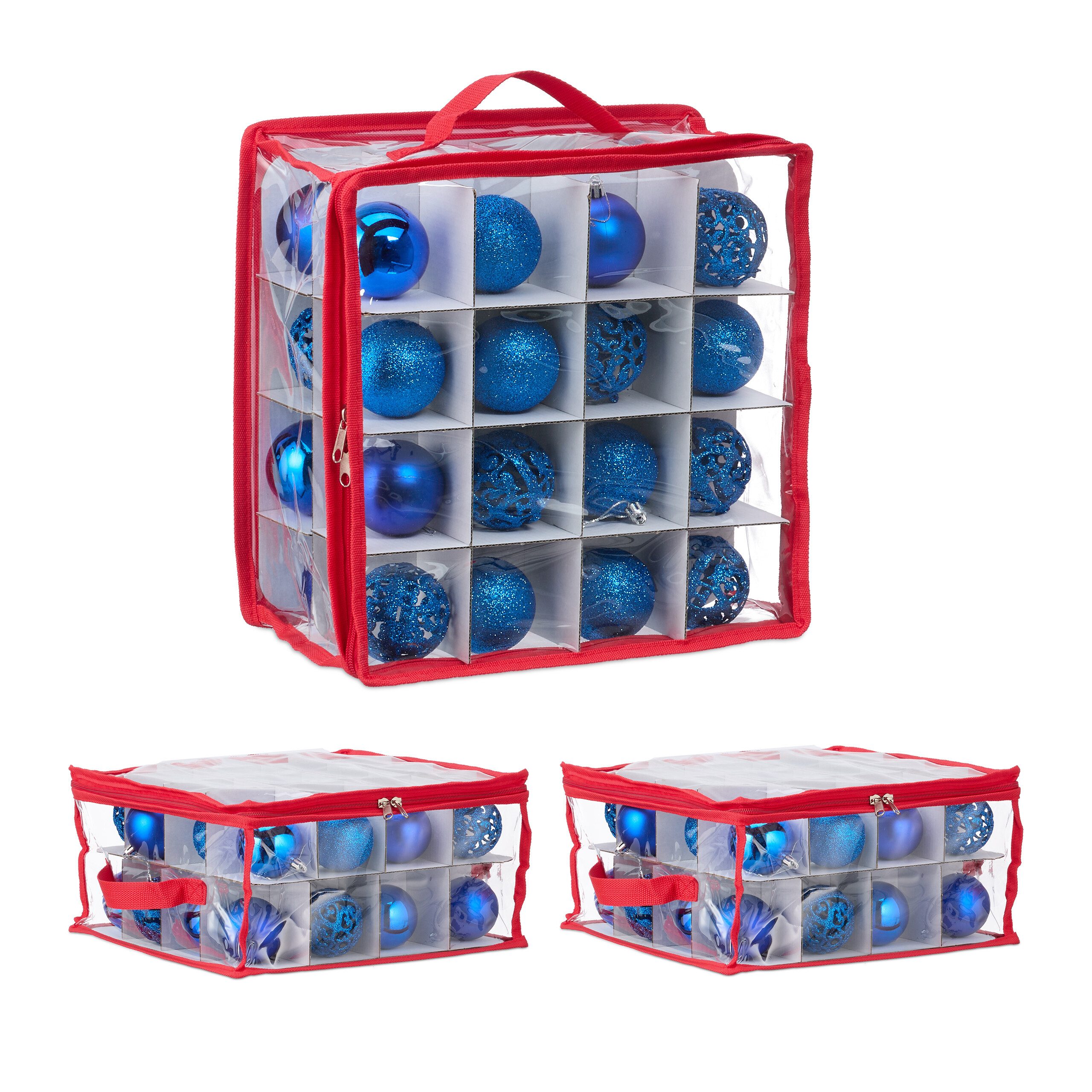 relaxdays Aufbewahrungsbox Weihnachtskugel Aufbewahrungsbox 3er Set günstig online kaufen