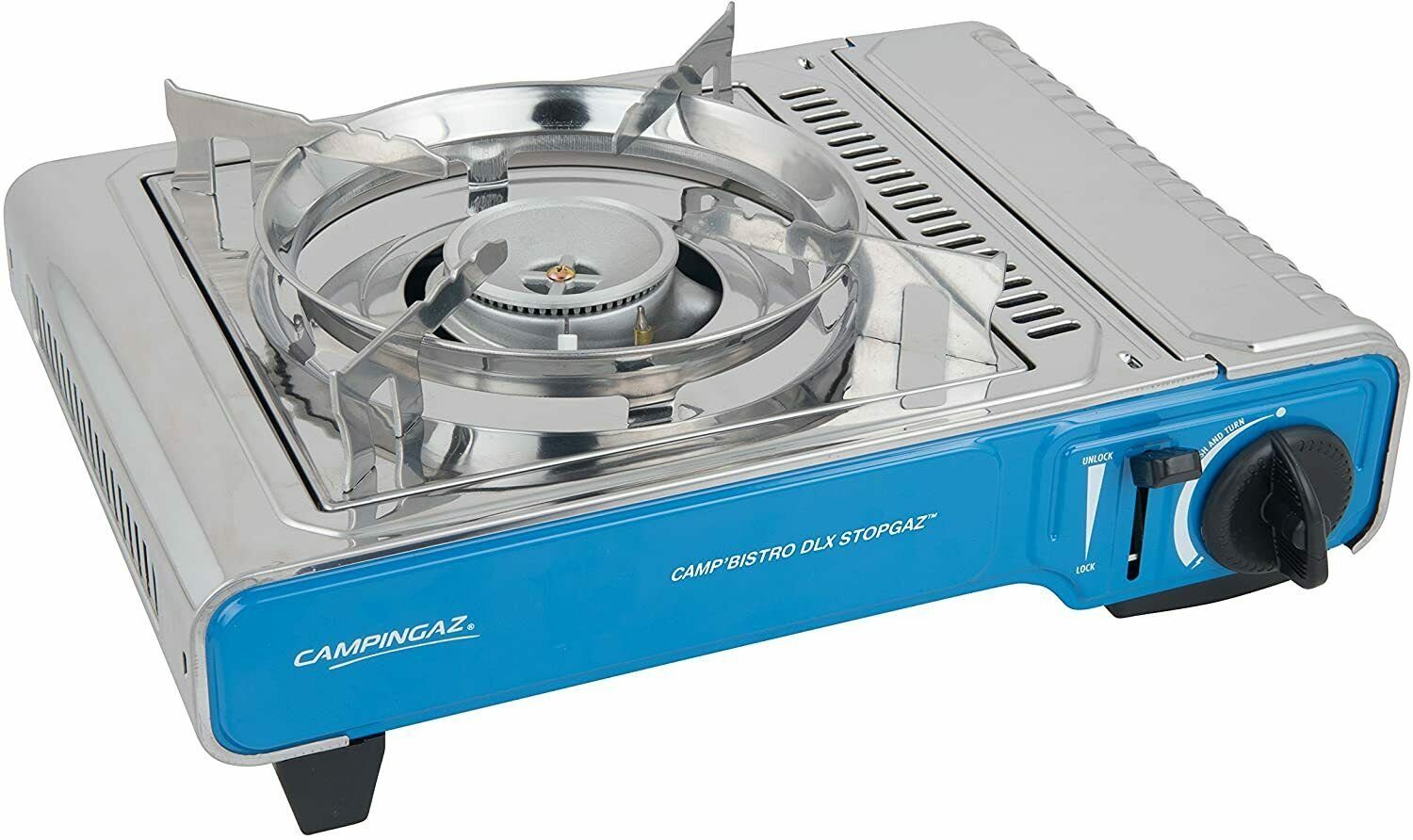 Campingaz Gaskocher Gaskocher Kartuschenkocher Camp Bistro DLX Stopgaz, (Packung, Packung), Material: Edelstahl / Metall / Kunststoff.