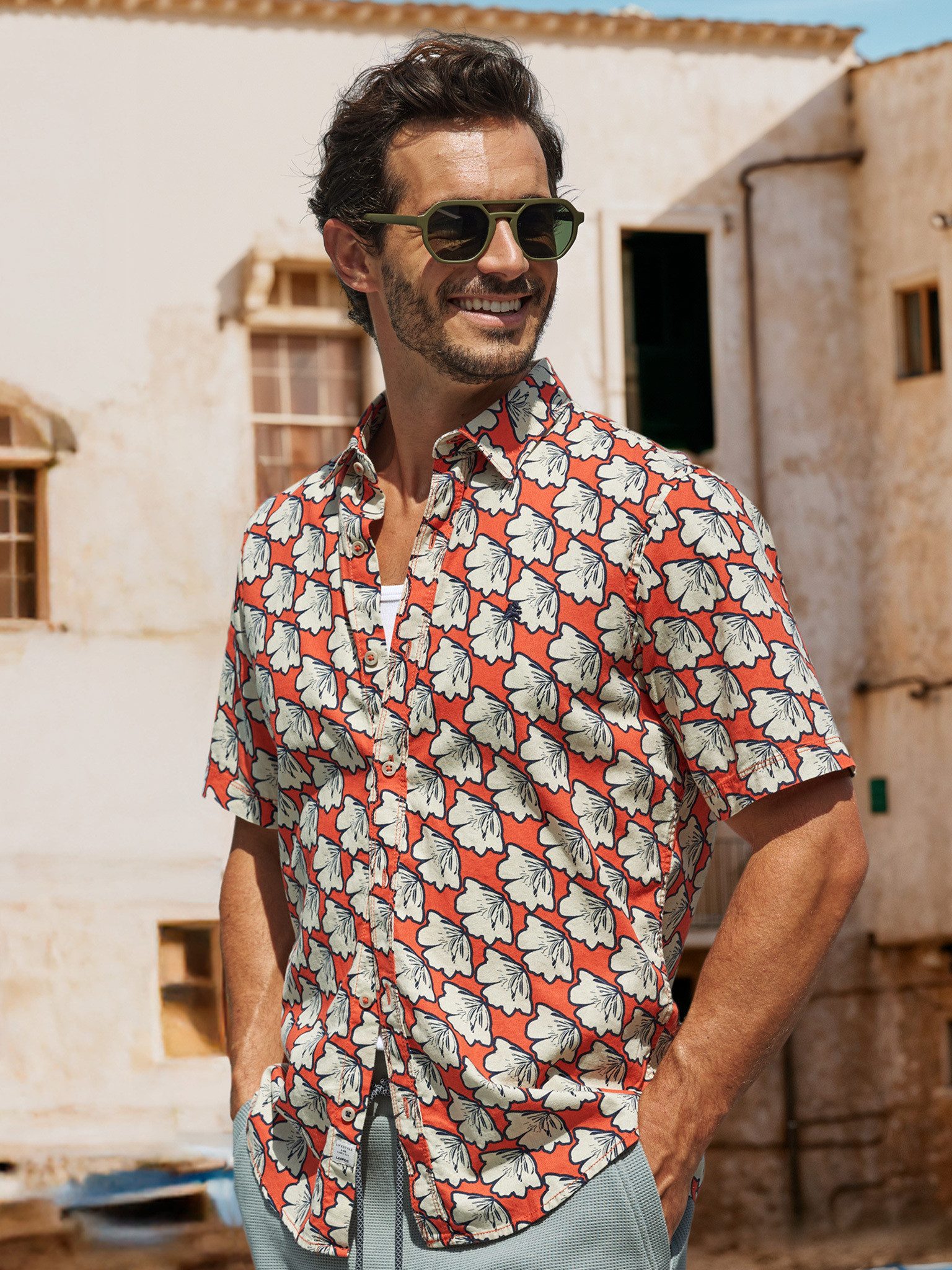 LERROS Kurzarmhemd Kurzarmhemd mit floralem All-over-Print