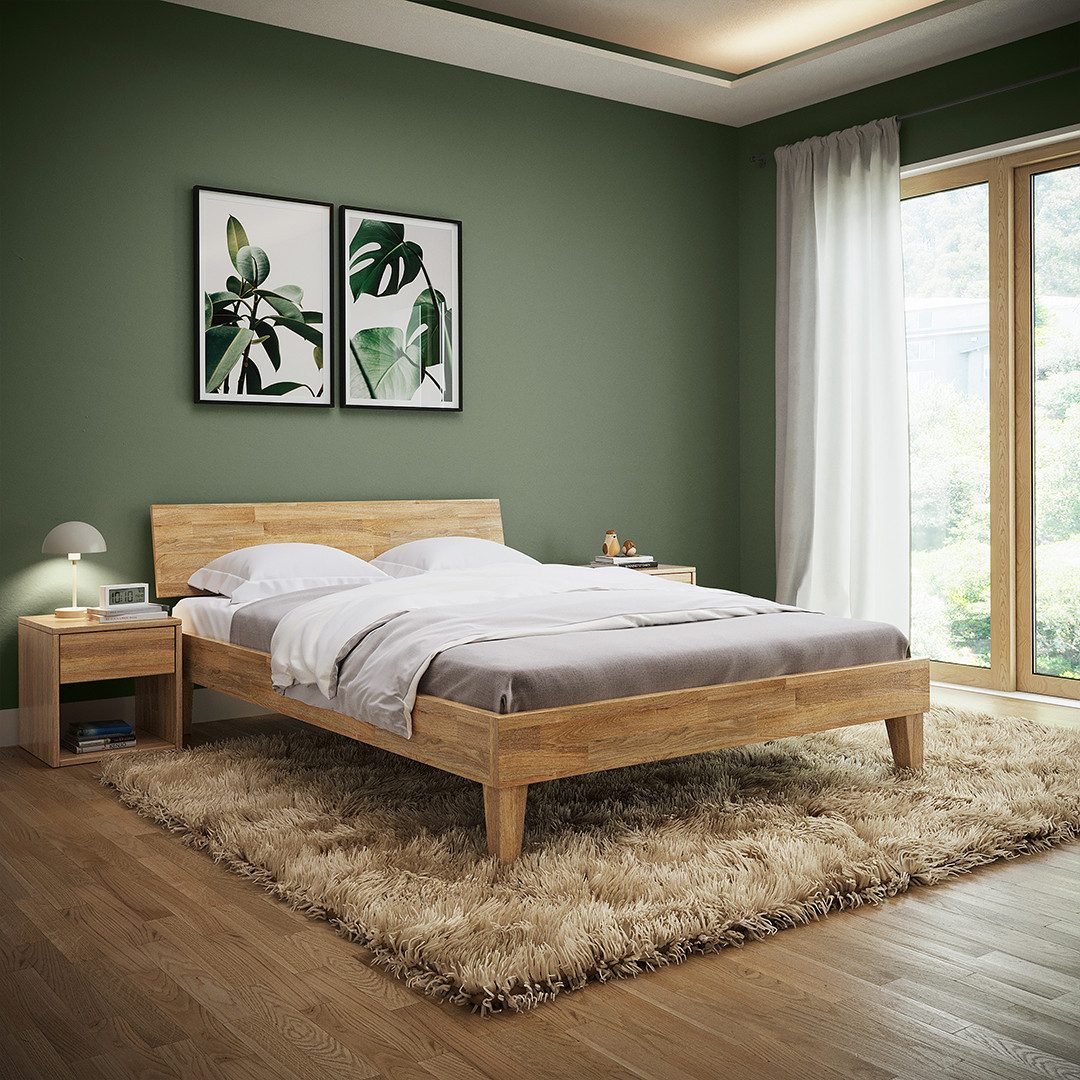 skølm. Bettgestell Asgard, 140x200 cm, aus Eiche Massivholz, lackiert günstig online kaufen