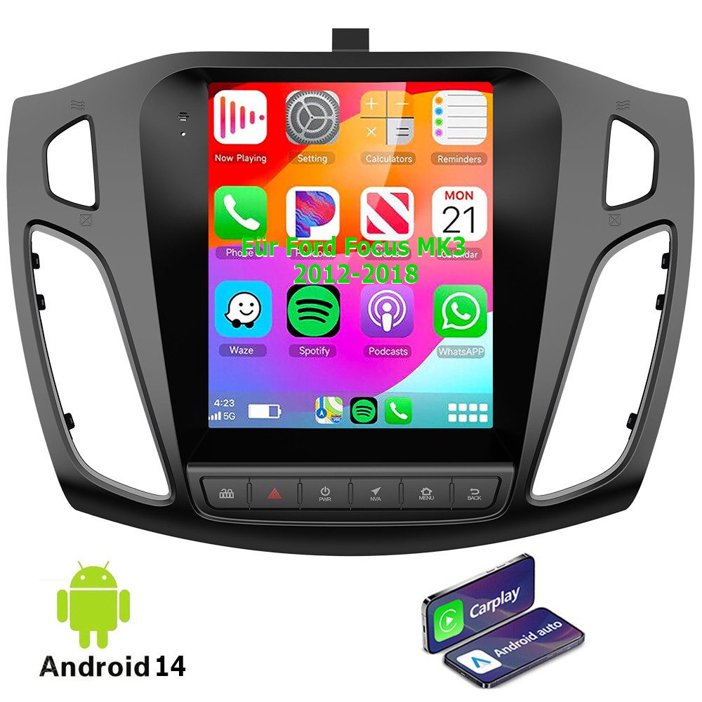 Für Ford Focus MK3 2012-2018 64GB Android 14 CarPlay GPS Navi WIFI RDS Autoradio