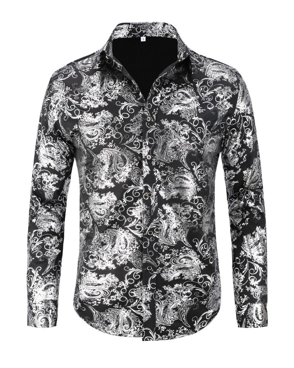 Allthemen Langarmhemd Herren Jacquard Oberteile glitzes Freizeithemd für Ho günstig online kaufen