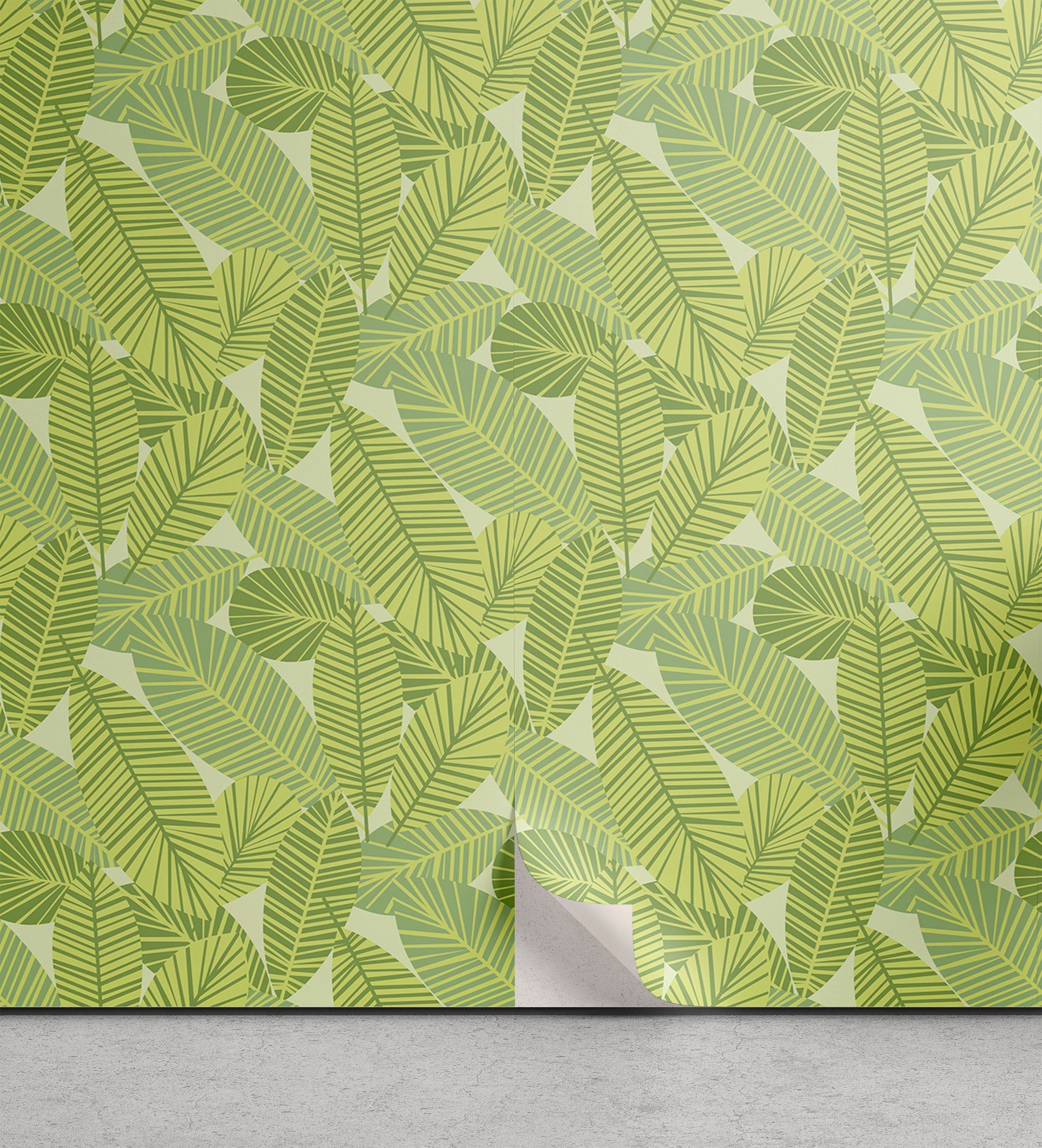 Abakuhaus Vinyltapete selbstklebendes Wohnzimmer Küchenakzent, Botanisch Simplistic Palmblätter | Vinyltapeten