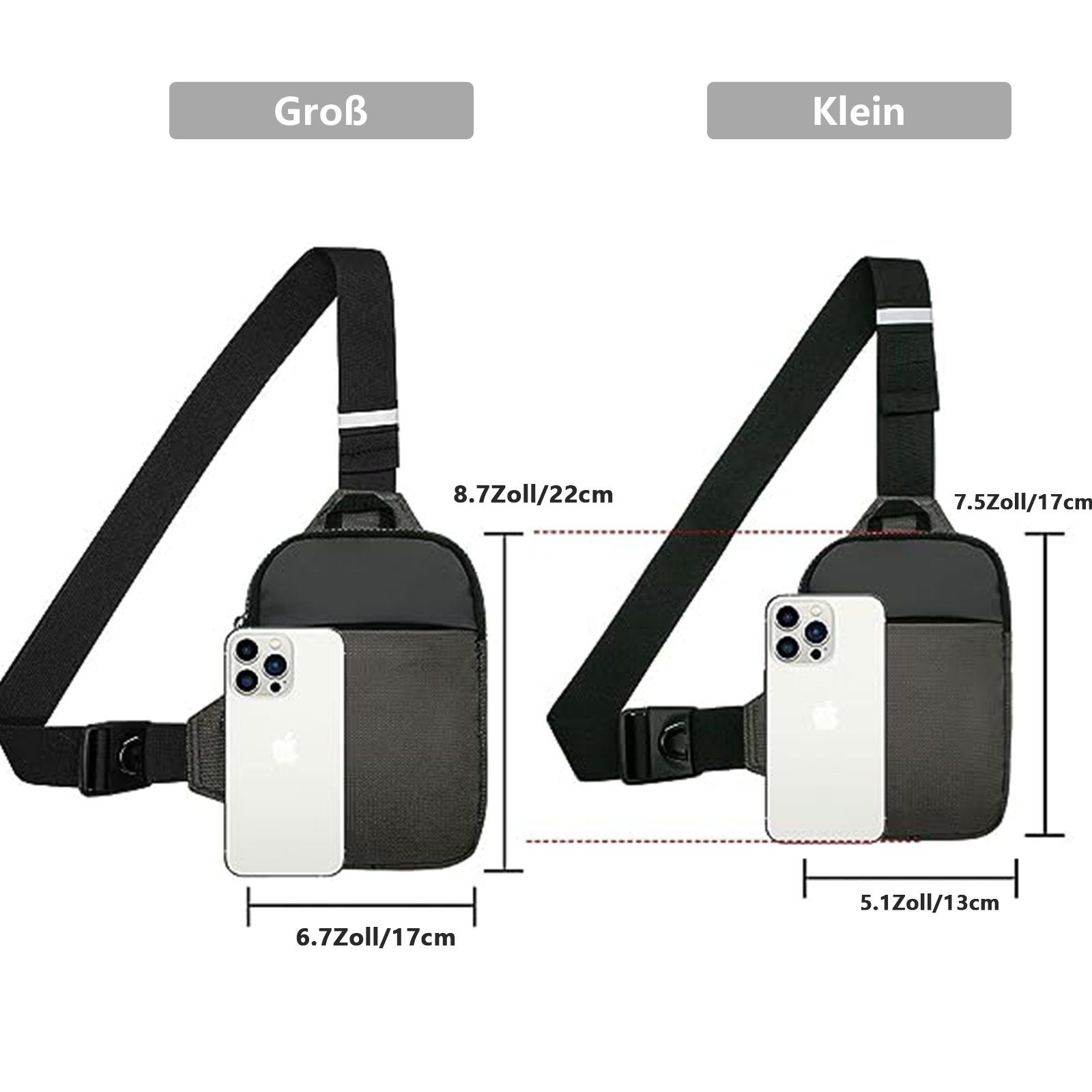 OKWISH Schultertasche Umhängetasche Brusttasche Rucksack Streetwear günstig online kaufen