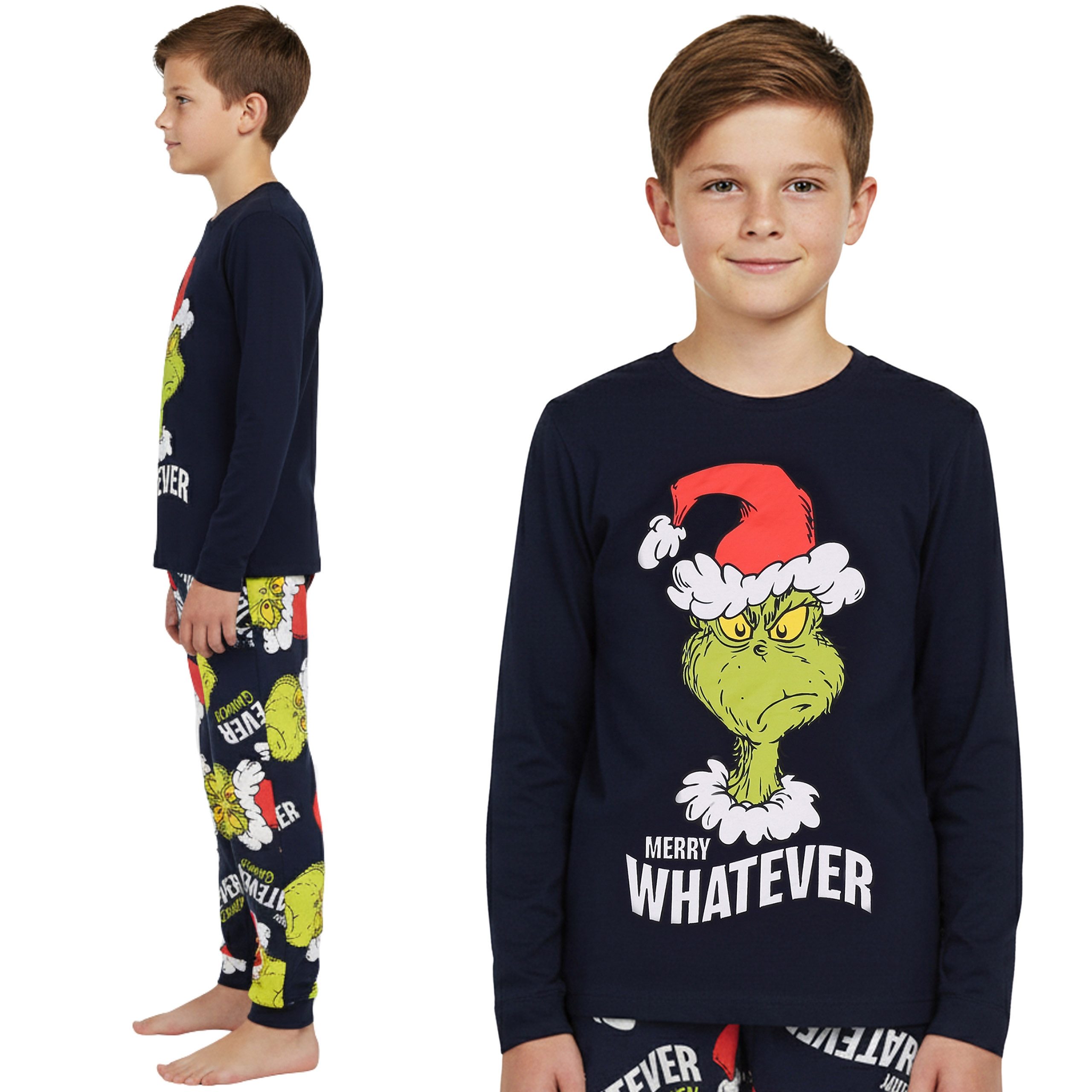 Sarcia.eu Pyjama Grinch Weihnachts-Pyjama für Jungen, zweiteilig, 100% Baumwolle