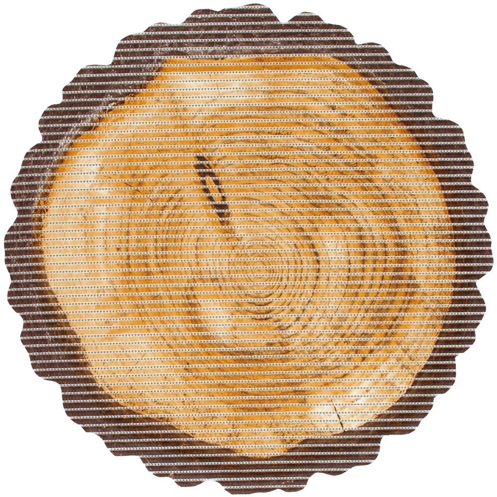 matches21 HOME & HOBBY Antirutschmatte Weichschaum Antirutsch-Matte als Teppich rund 67 cm Holz-Optik, 1-St., Wasserabweisende Boden-Matte als kleiner Bad-Teppich Flur Fußmatte