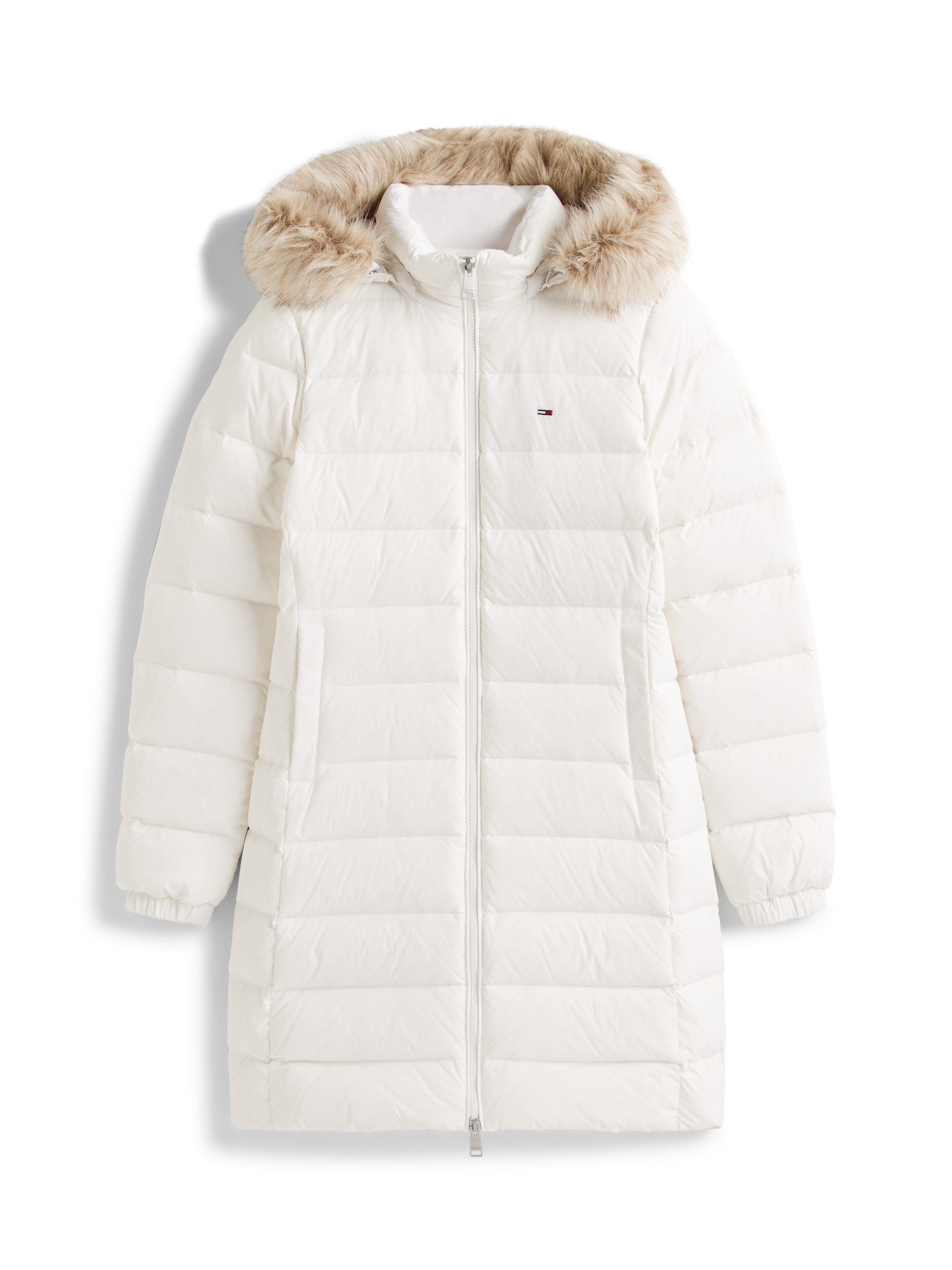 Tommy Jeans Steppmantel TJW ESSENTIAL HOODED DOWN COAT mit Fellimitat, Logostickerei – Bild 5 von 5