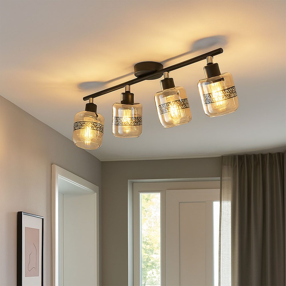 GLOBO LIGHTING LED Deckenspot, Leuchtmittel nicht inklusive, Spotleiste Deckenleuchte Glas amber schwarz schwenkbar L 70,5 cm