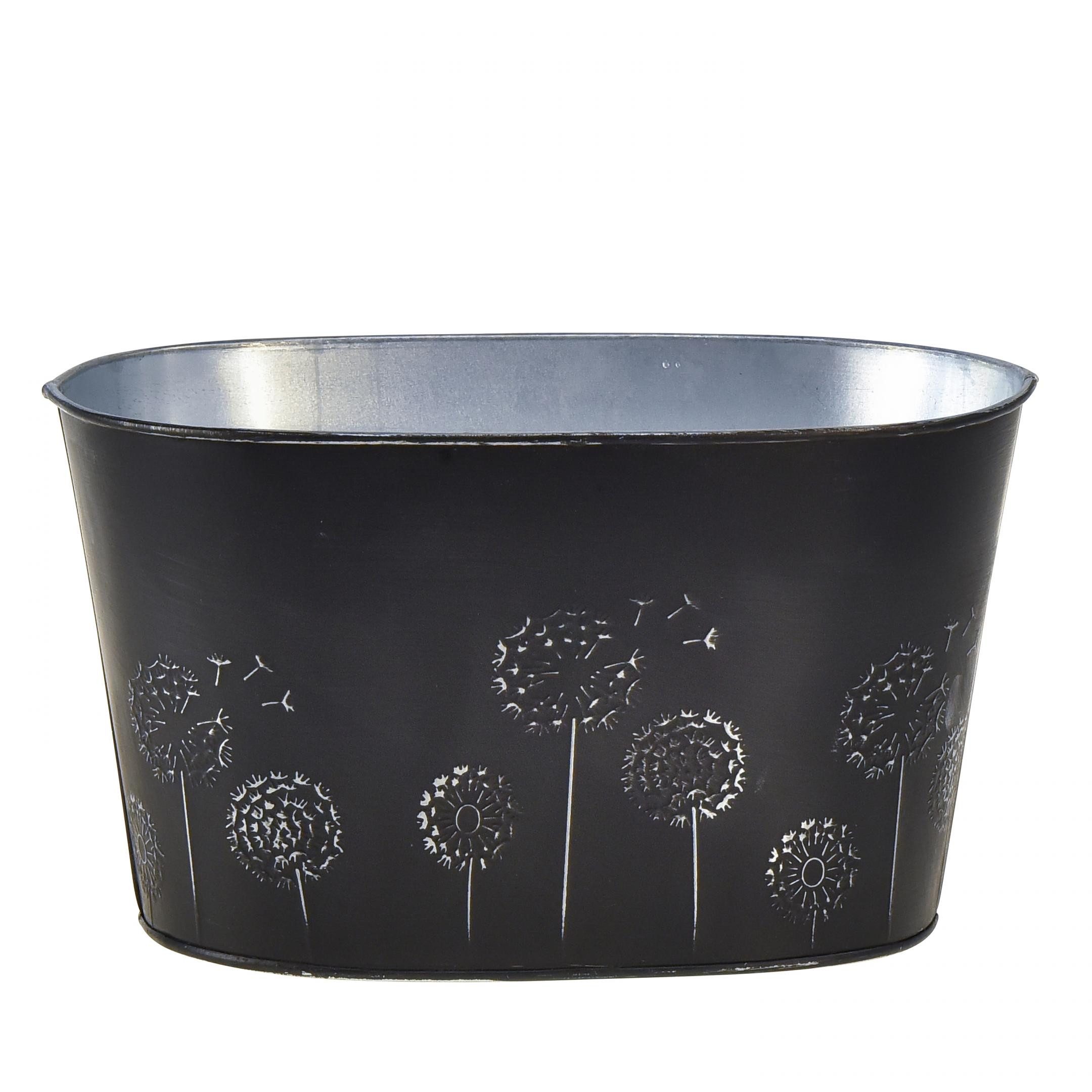 Viana Übertopf Ovale Dekoschale aus Metall mit Pusteblumen Motiv für