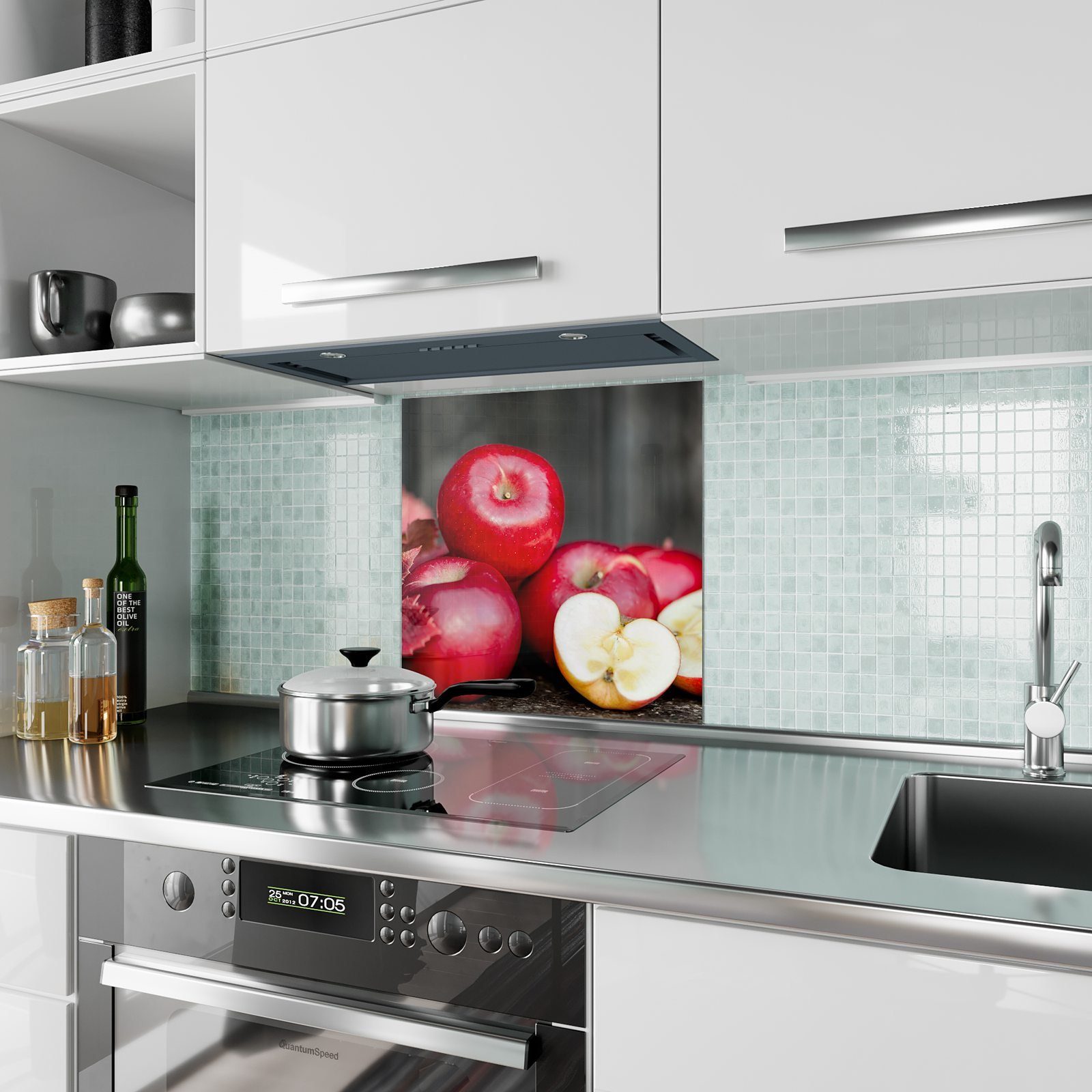 Spritzschutz mit Küchenrückwand Motiv Primedeco Glas Mehrere Äpfel Küchenrückwand