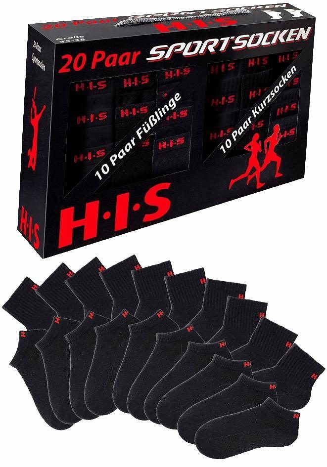 H.I.S Kurzsocken (Box, 20-Paar) und Sneakersocken mit Frottee