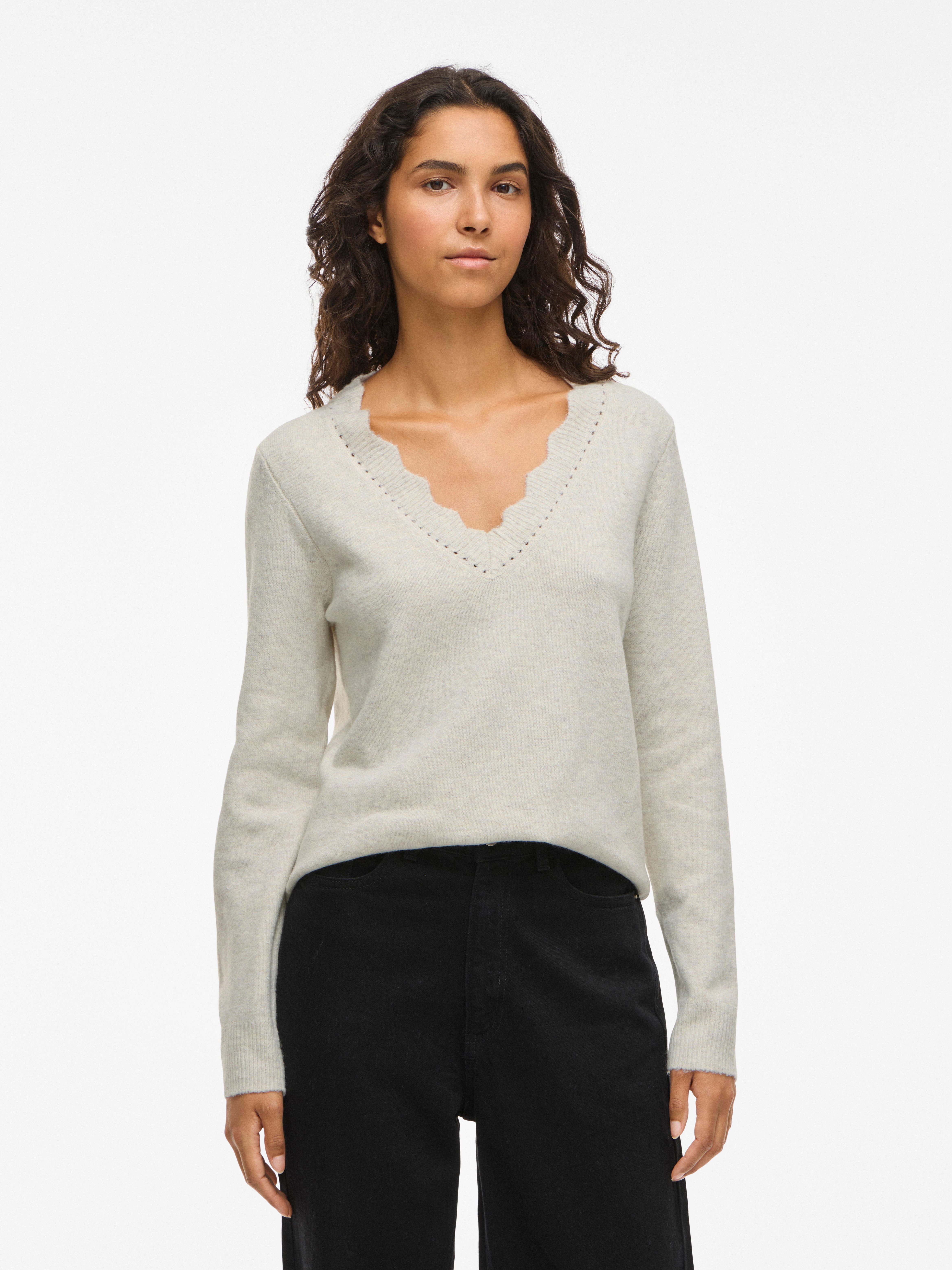 Vila V-Ausschnitt-Pullover VINIKOLINA V-NECK L/S KNIT TOP - NOOS günstig online kaufen