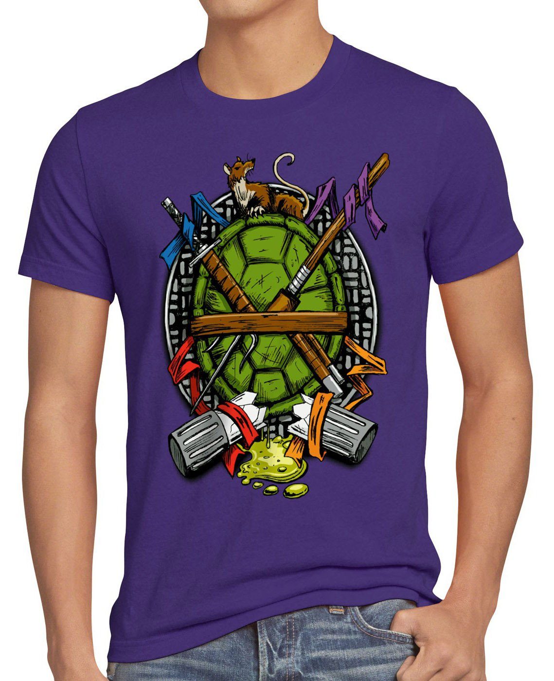 style3 Print-Shirt Herren T-Shirt Hero Turtle turtles teenage schildkröte comic mutant film blu-ray lila