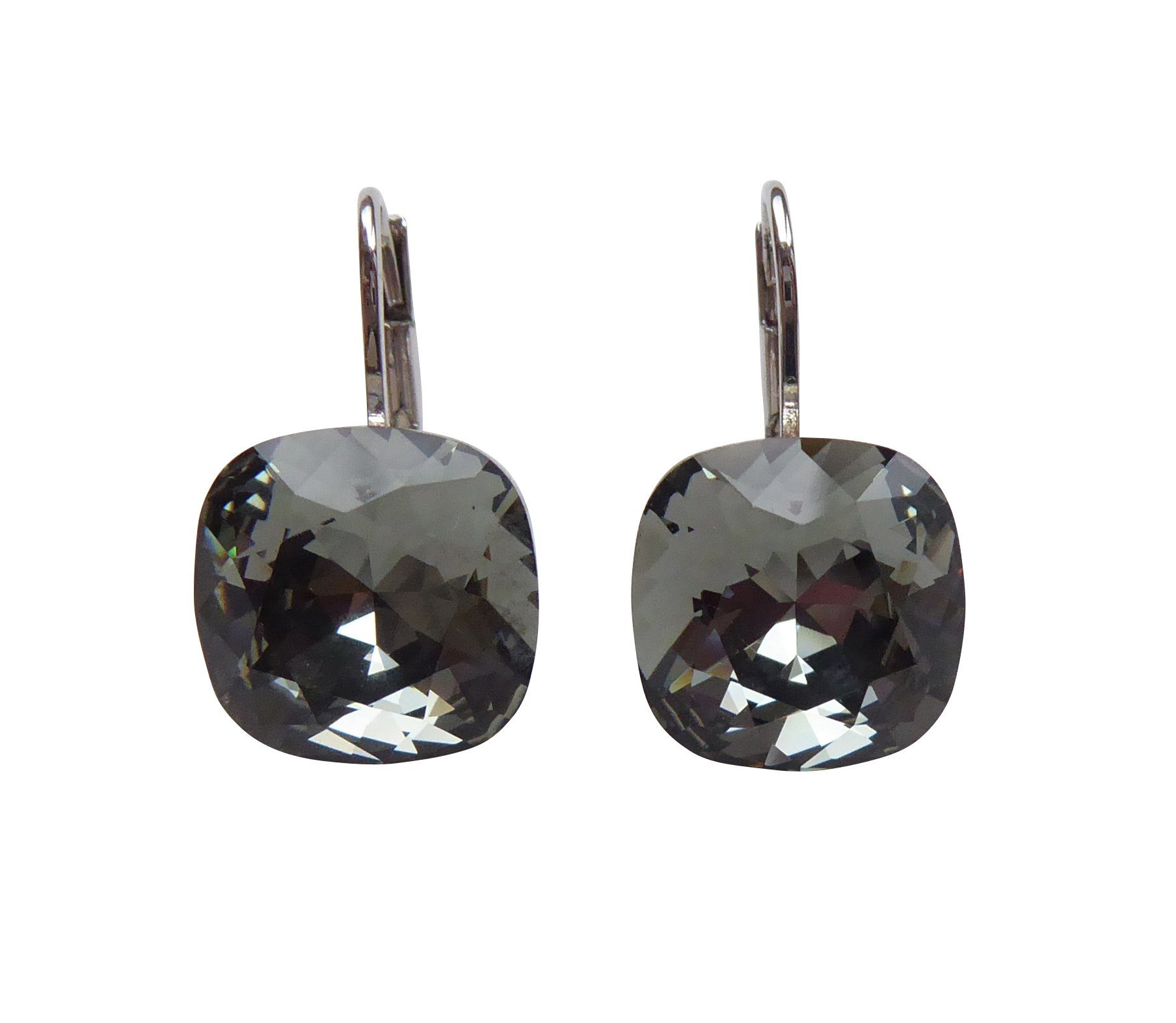 Mugello Paar Ohrhänger Romy grau rhodiniert elegant klassisch zeitlos stilvoll, Handgefertigter Modeschmuck, made in Germany